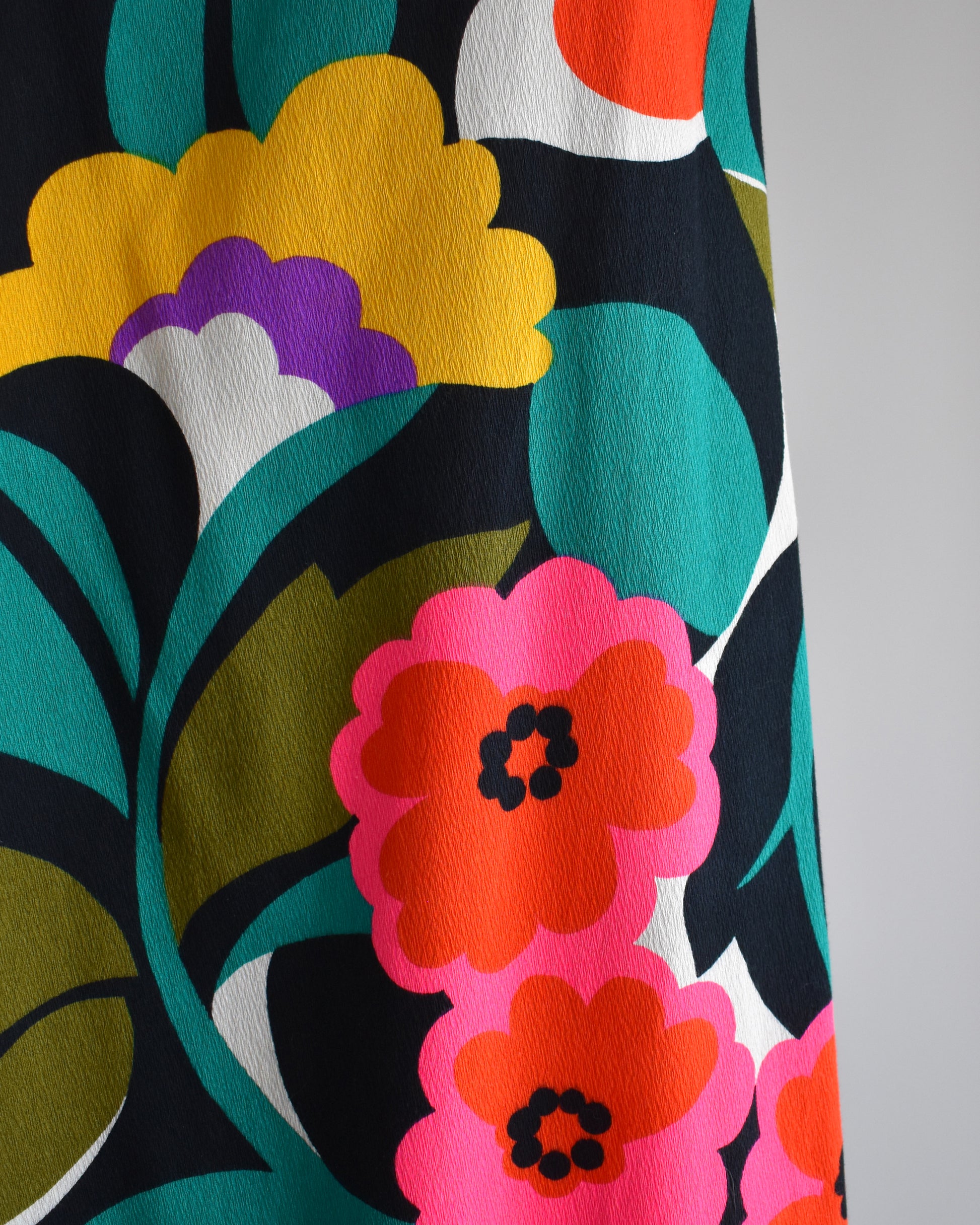 Close up of the vibrant floral print