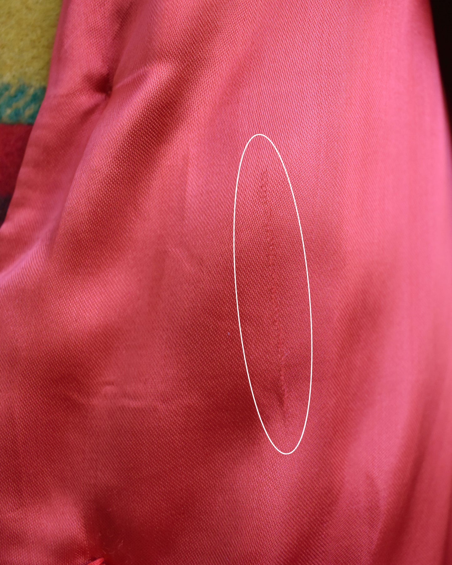 close up of a small un in the lining fabric