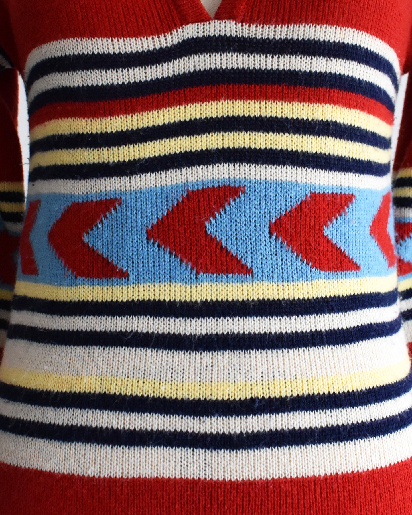 close up of the stripes on the dress