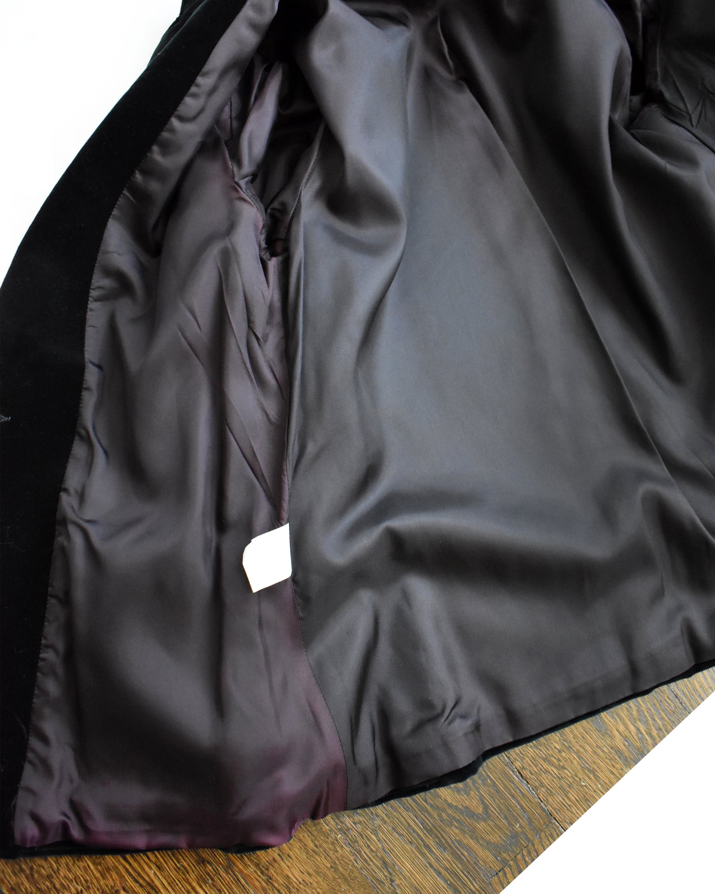 close up of the lining showing the purple fading from age/wear