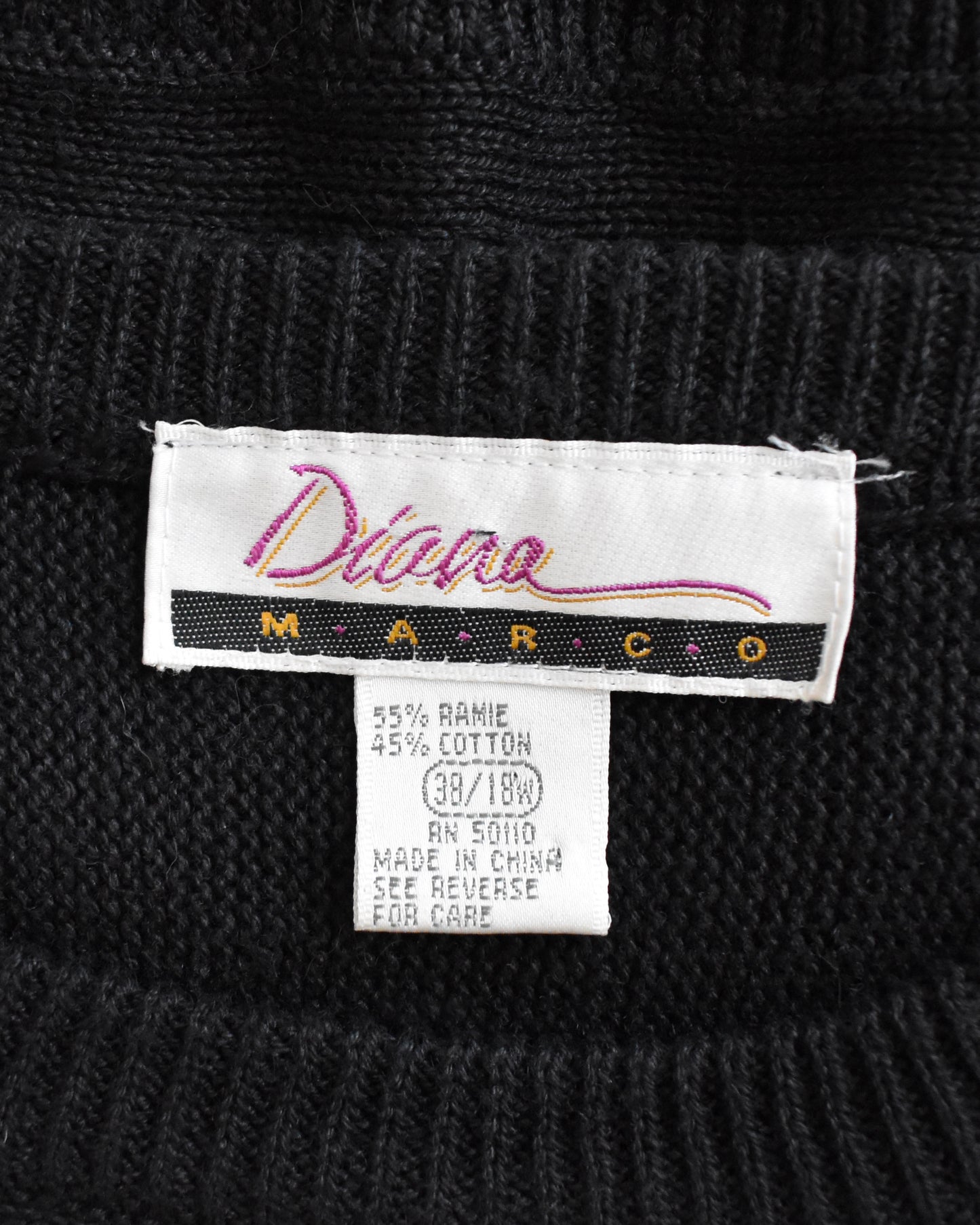close up of the "Diana Marco" label
