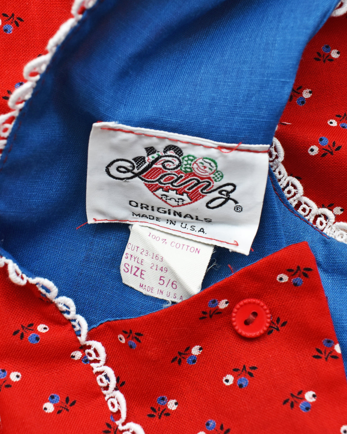Vintage 1970s Red Floral Lanz Dress | xs/small