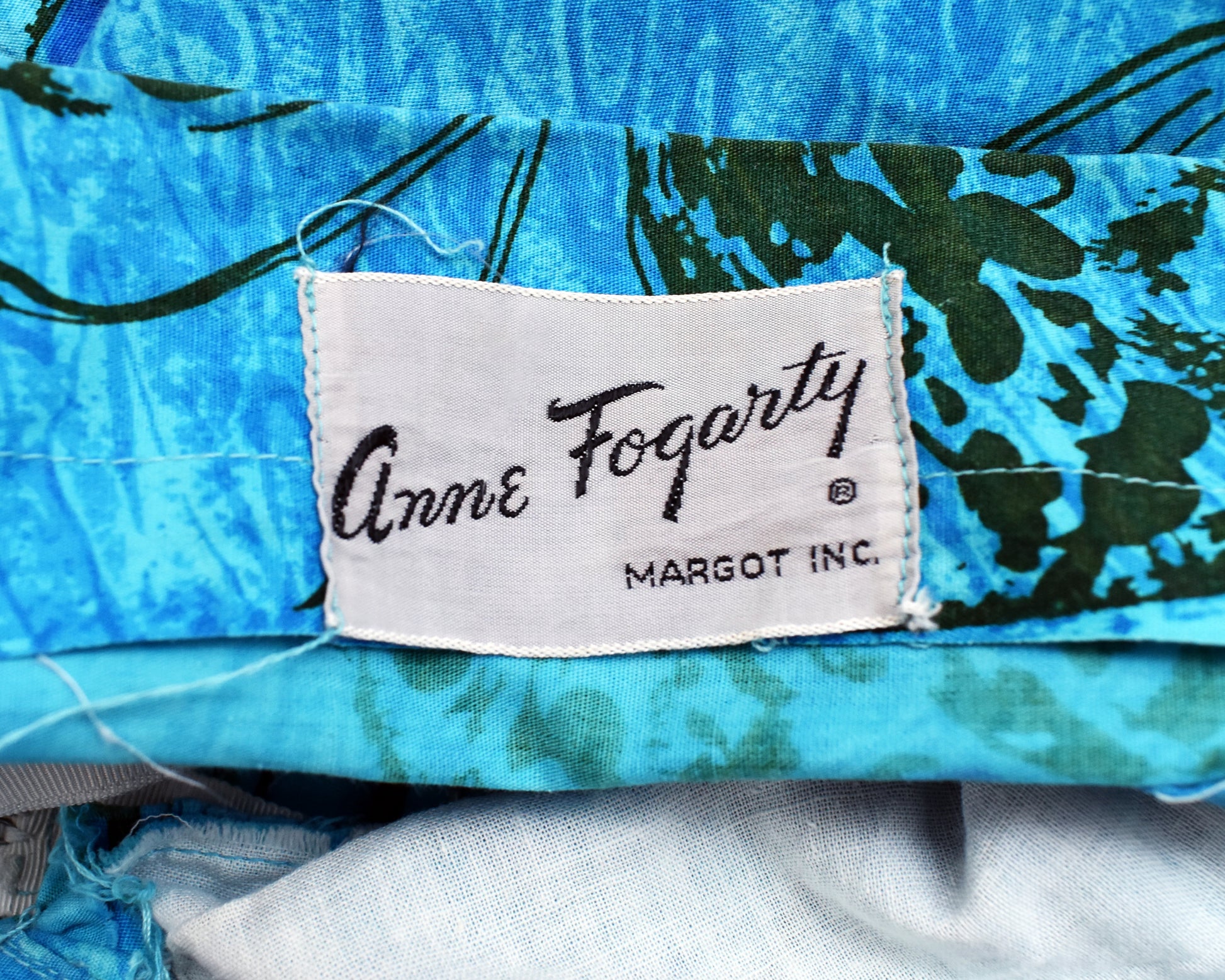 Close up of the tag which says Anne Fogarty