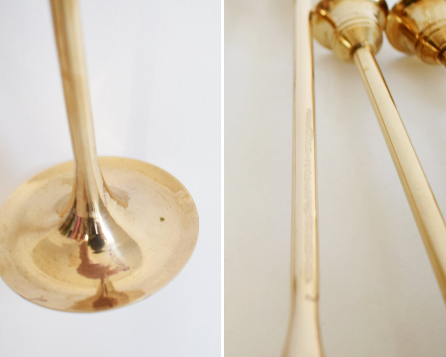 a photo collage that shows some patina on some of the candlesticks
