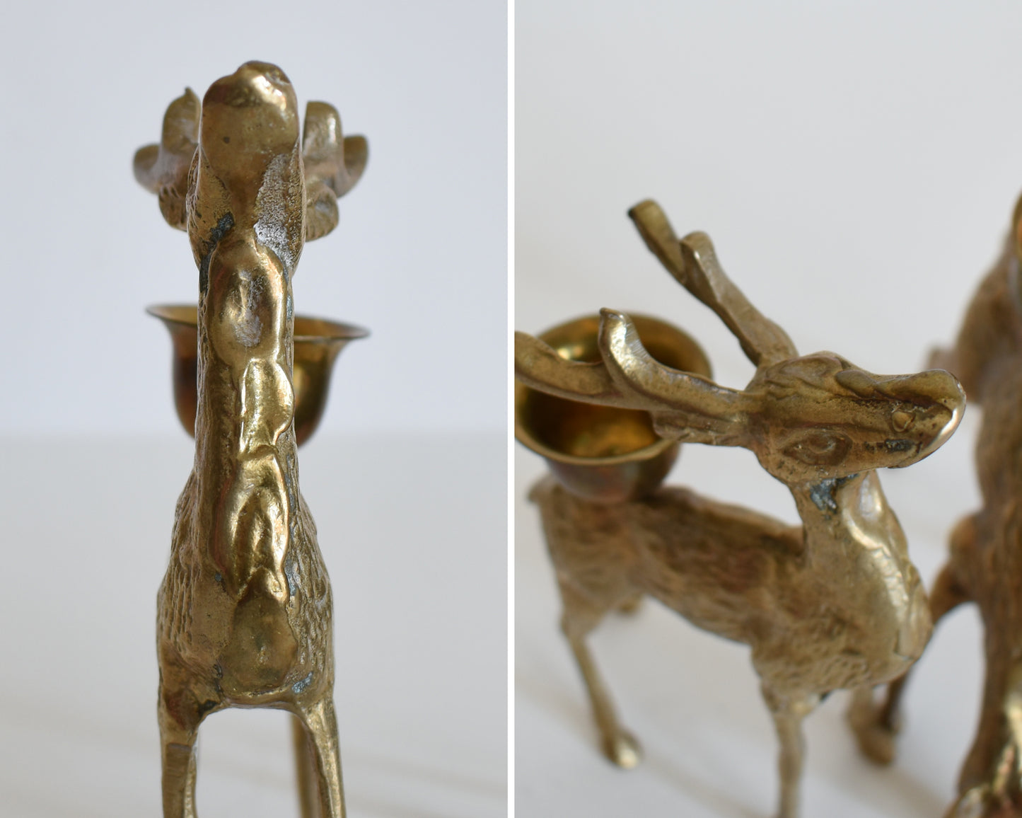 a side by side comparison of the buck showing the extra brass on the neck and the nose