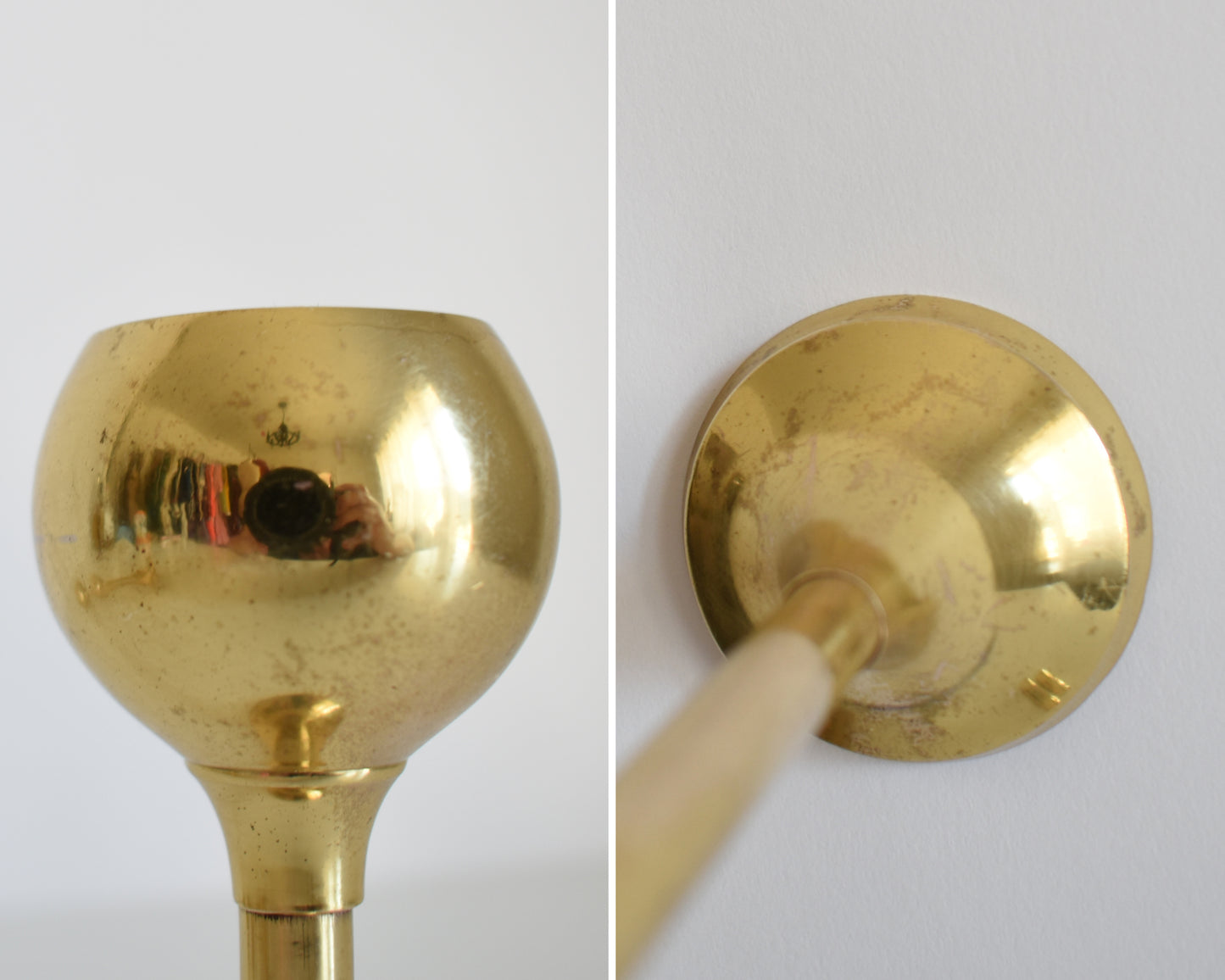 a photo collage that shows some wear to the brass