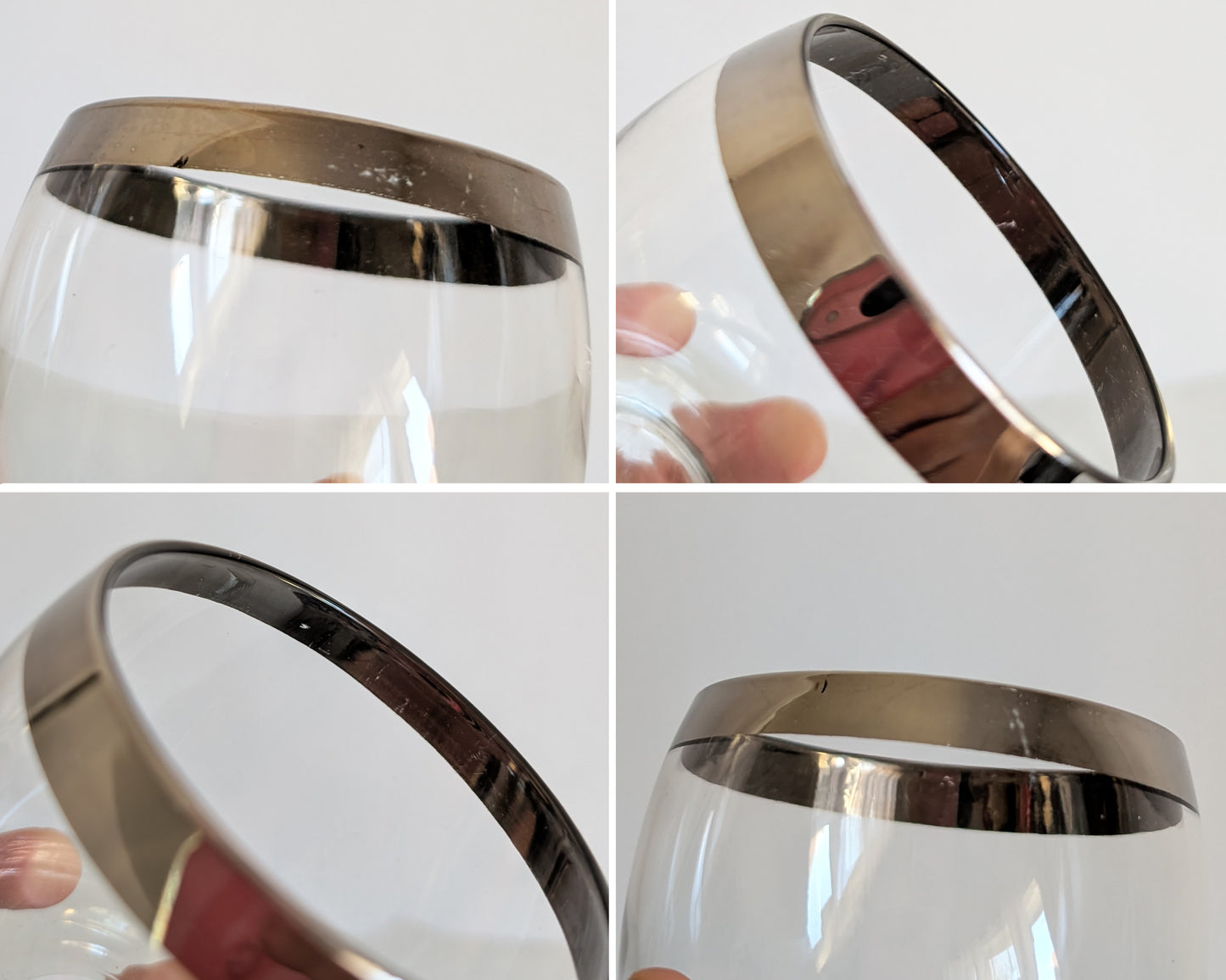 a photo collage that shows the missing silver on the silver bands