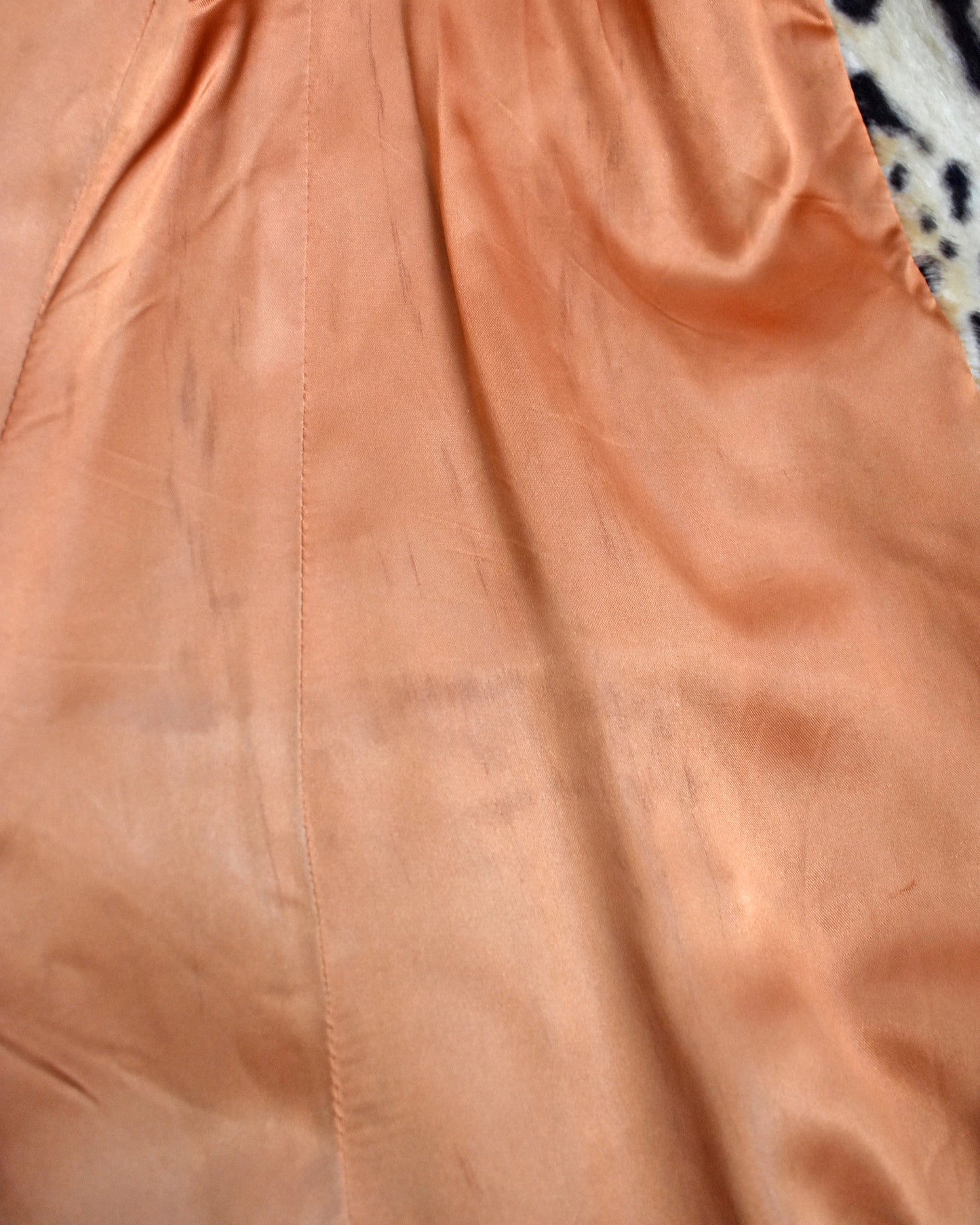 Close up of the inside lining which shows some discoloration that didn't come out durning cleaning.