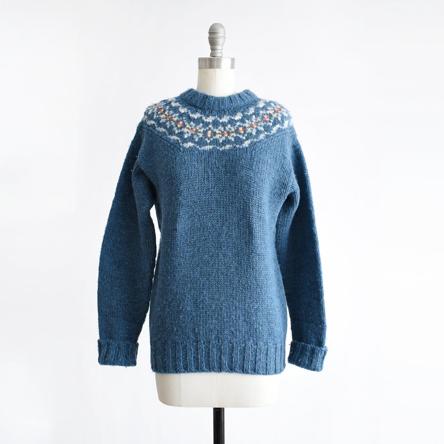 Vintage 1970s Blue Shetland Wool Sweater | small/medium