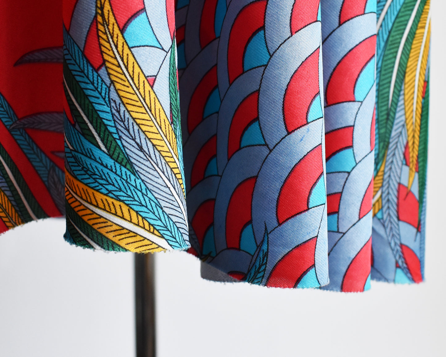 close up of the raw hem on the caftan