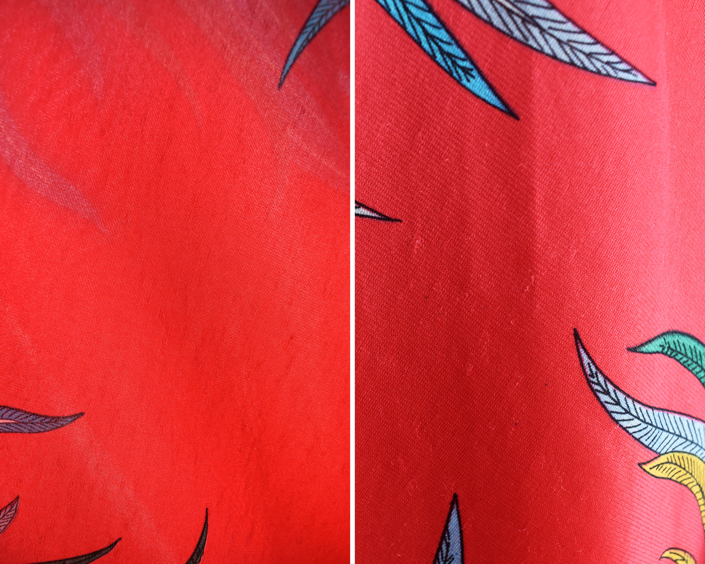 side by side view of some small snags on the caftan