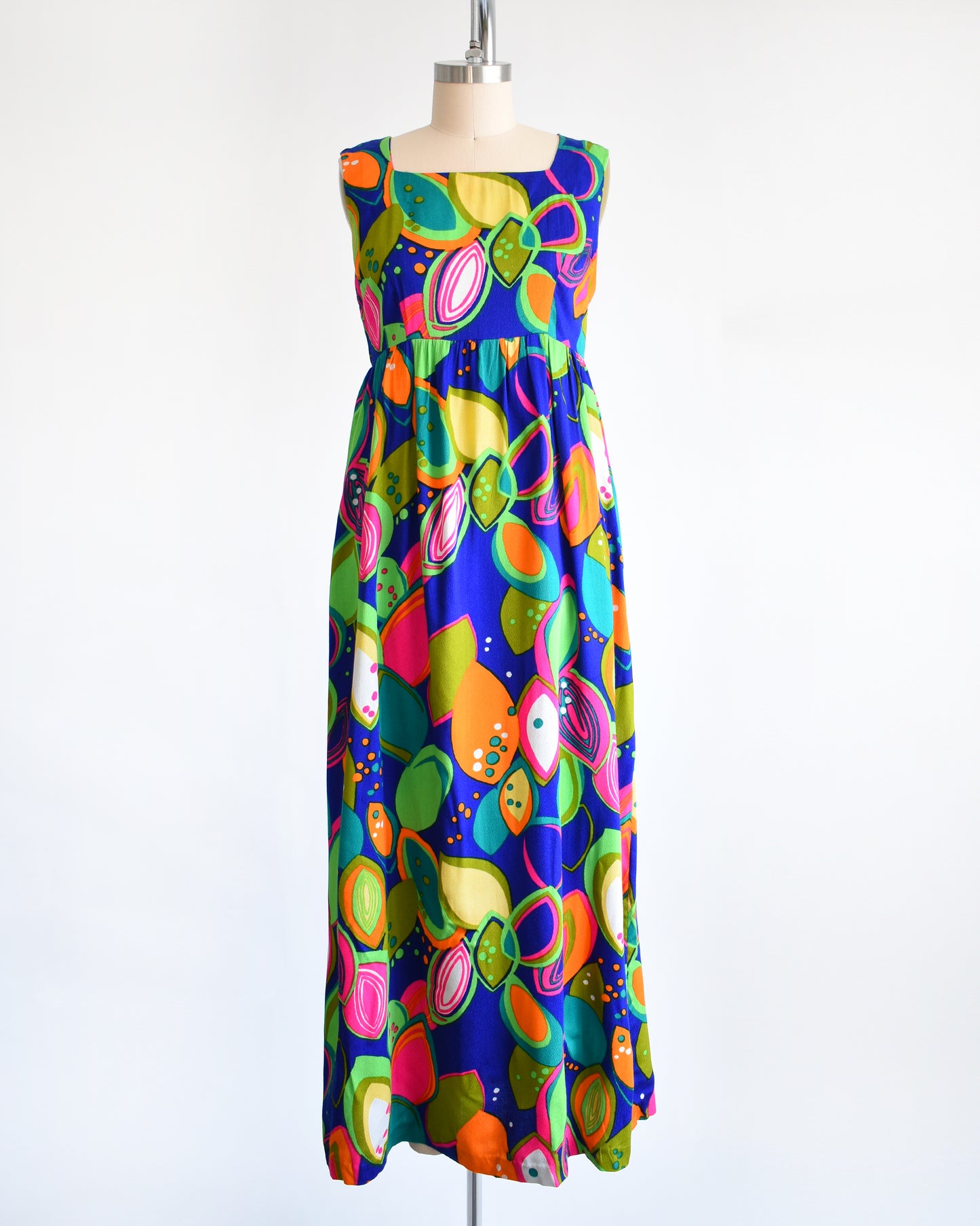 a vintage 1970s psychedelic maxi dress