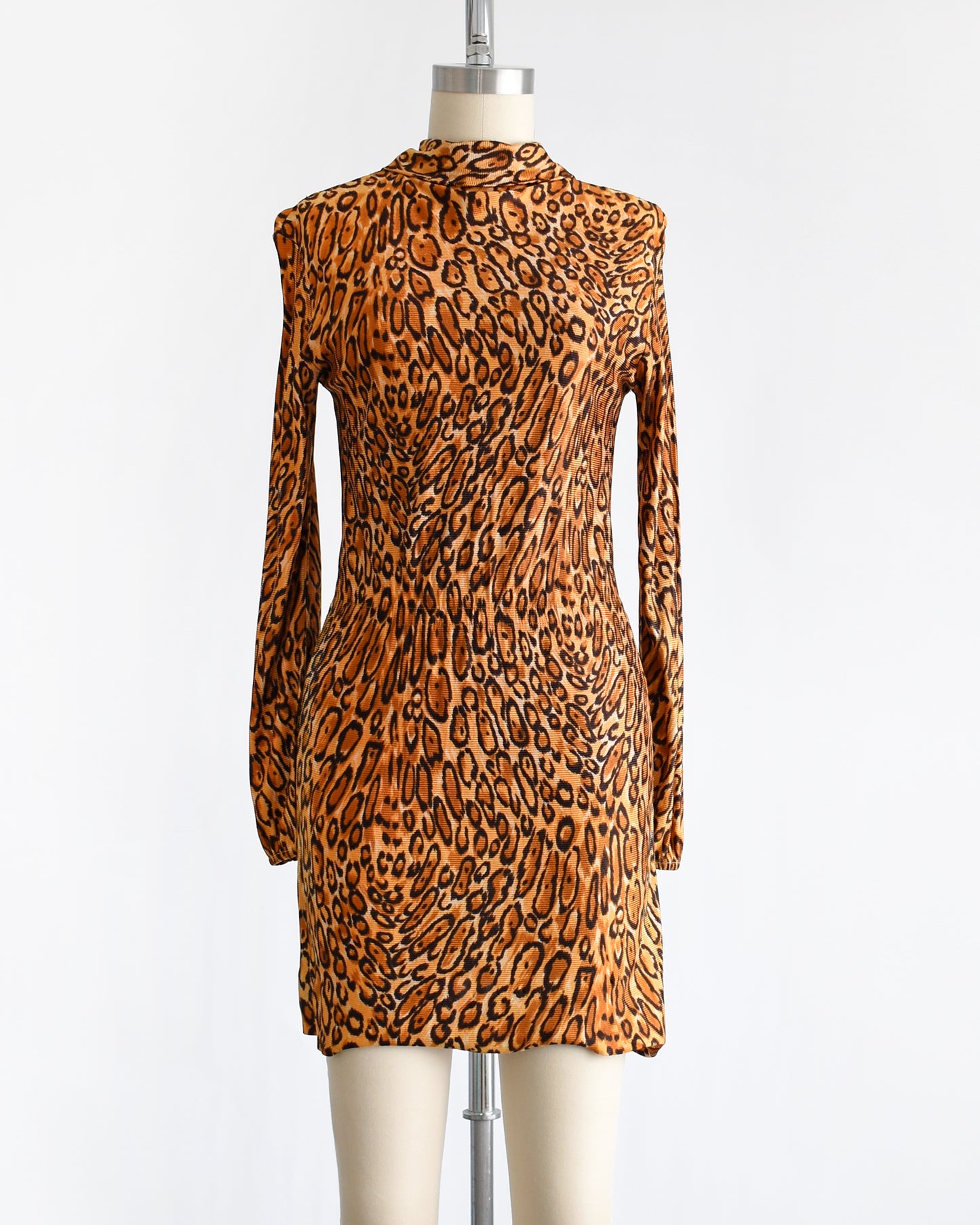 a vintage 1960s leopard print mini dress