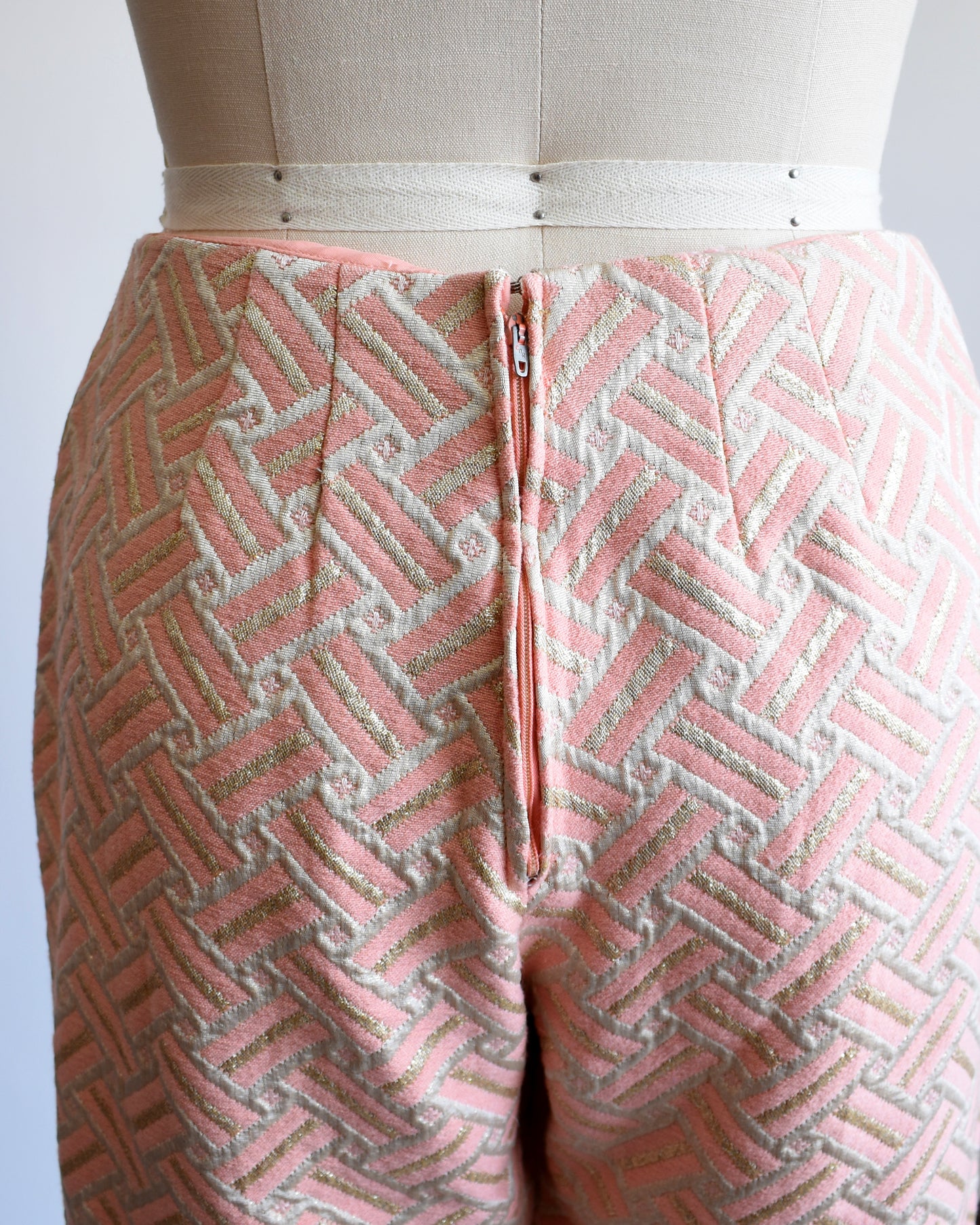 Close up of the back of the pants showing the zipper