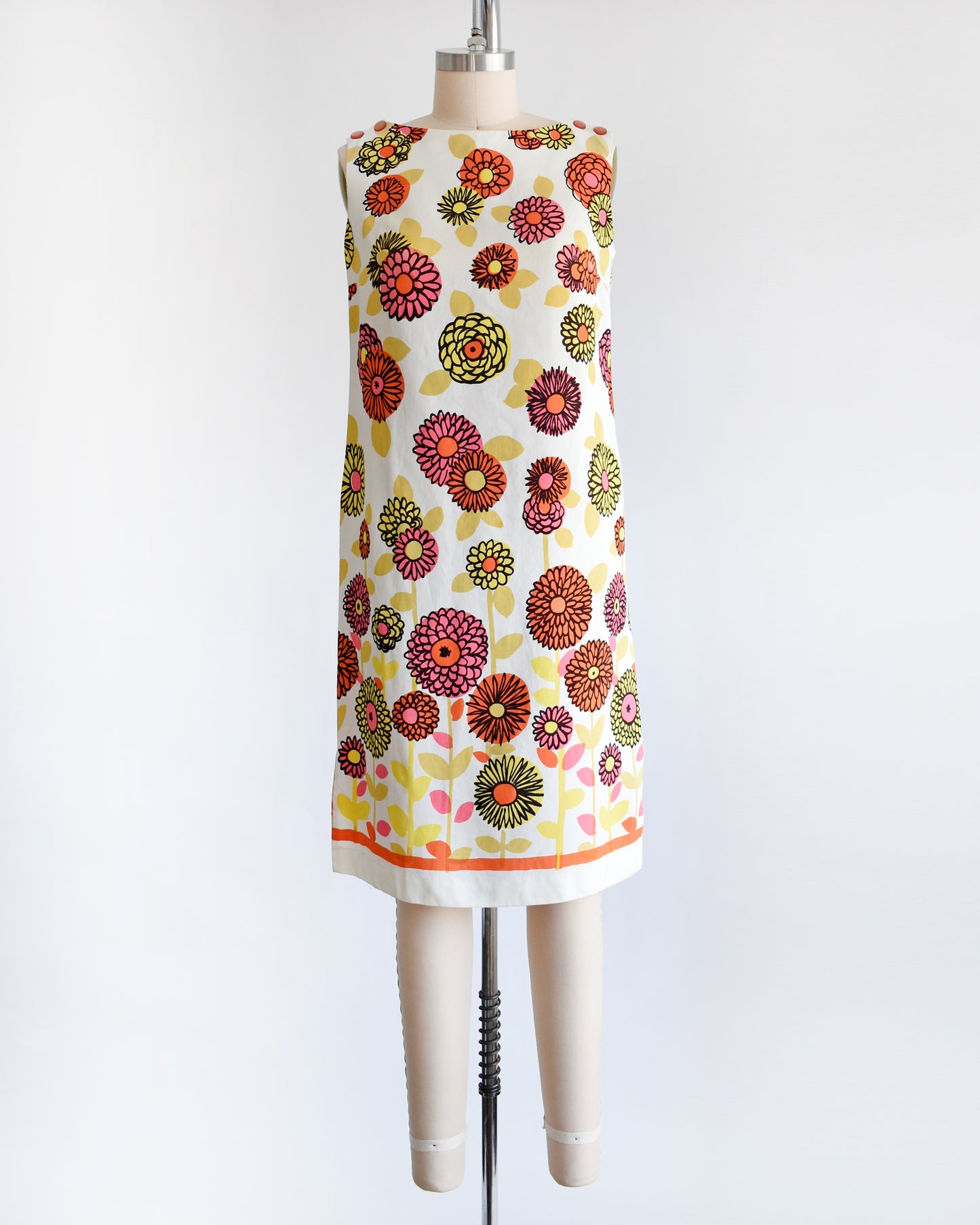 a vintage 1960s flower power shift dress