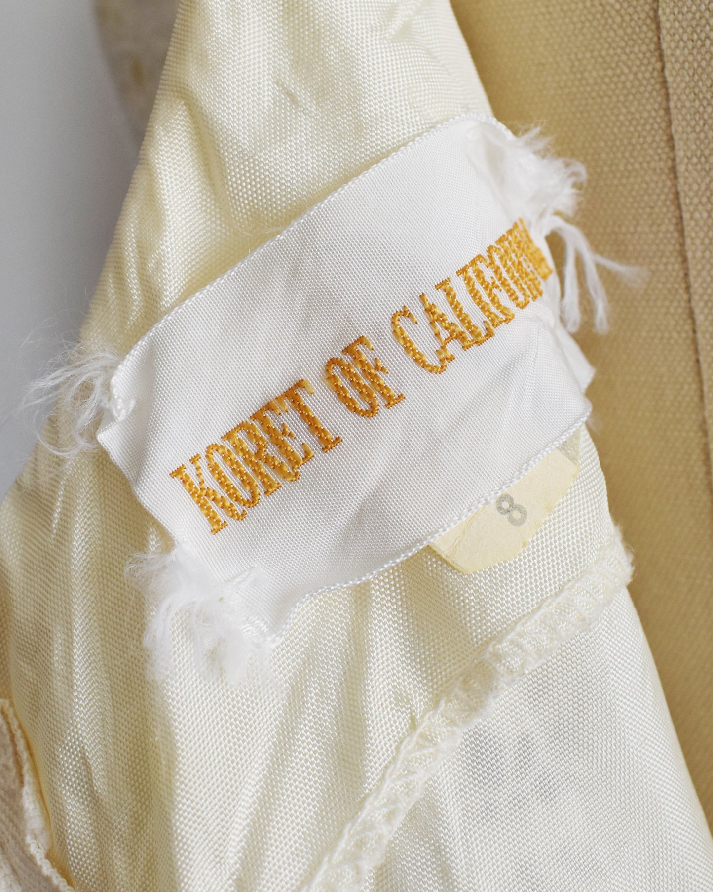 close up of the tag which says Koret of California