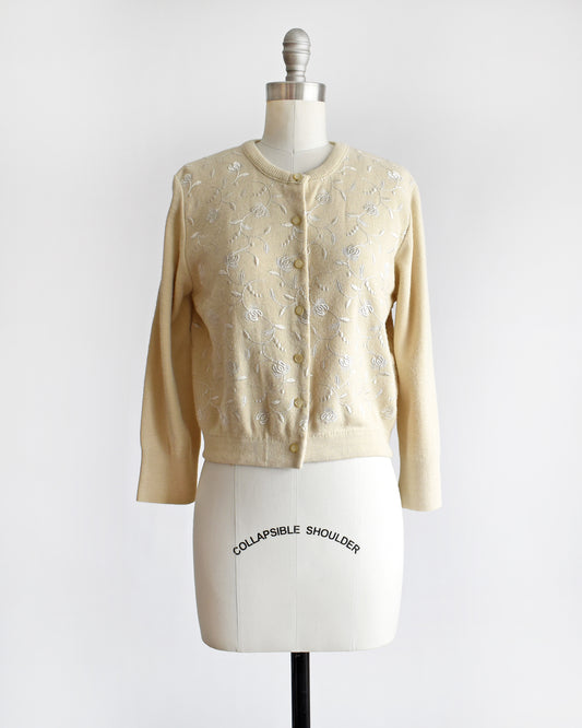 a vintage 1960s embroidered floral cardigan