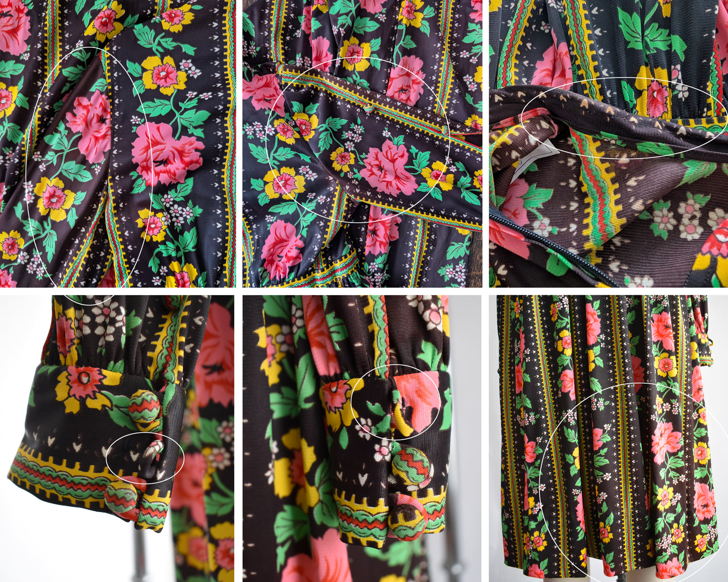 a photo collage showing flaws such as fading and missing buttons