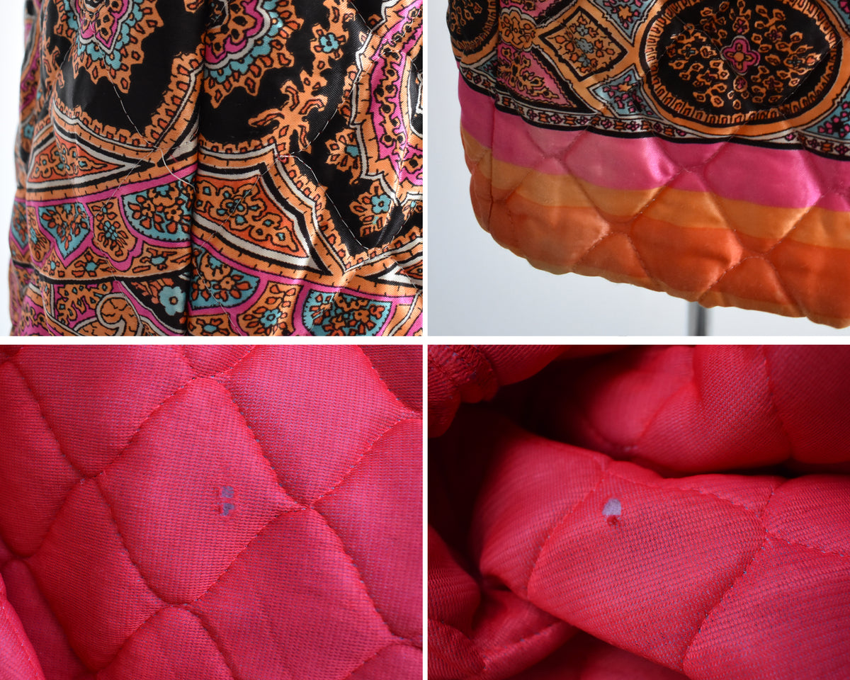Vintage 1970s Psychedelic Quilted Paisley Maxi Skirt | small medium/medium