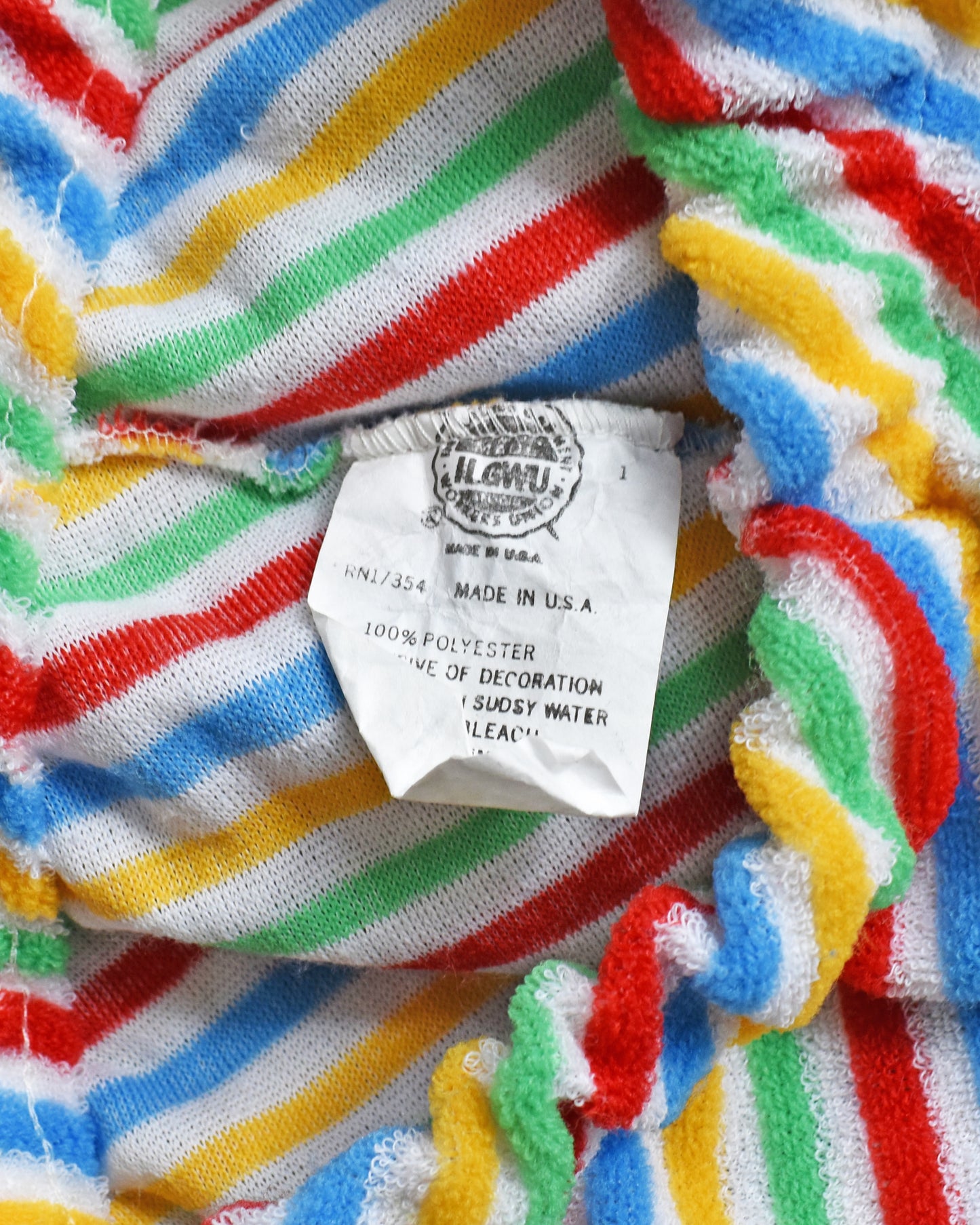 close up of the garment tag