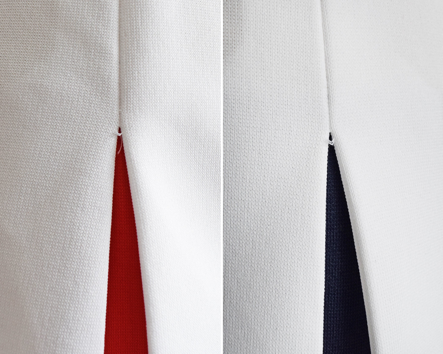 close up of some loose threads on the pleats of the skirt