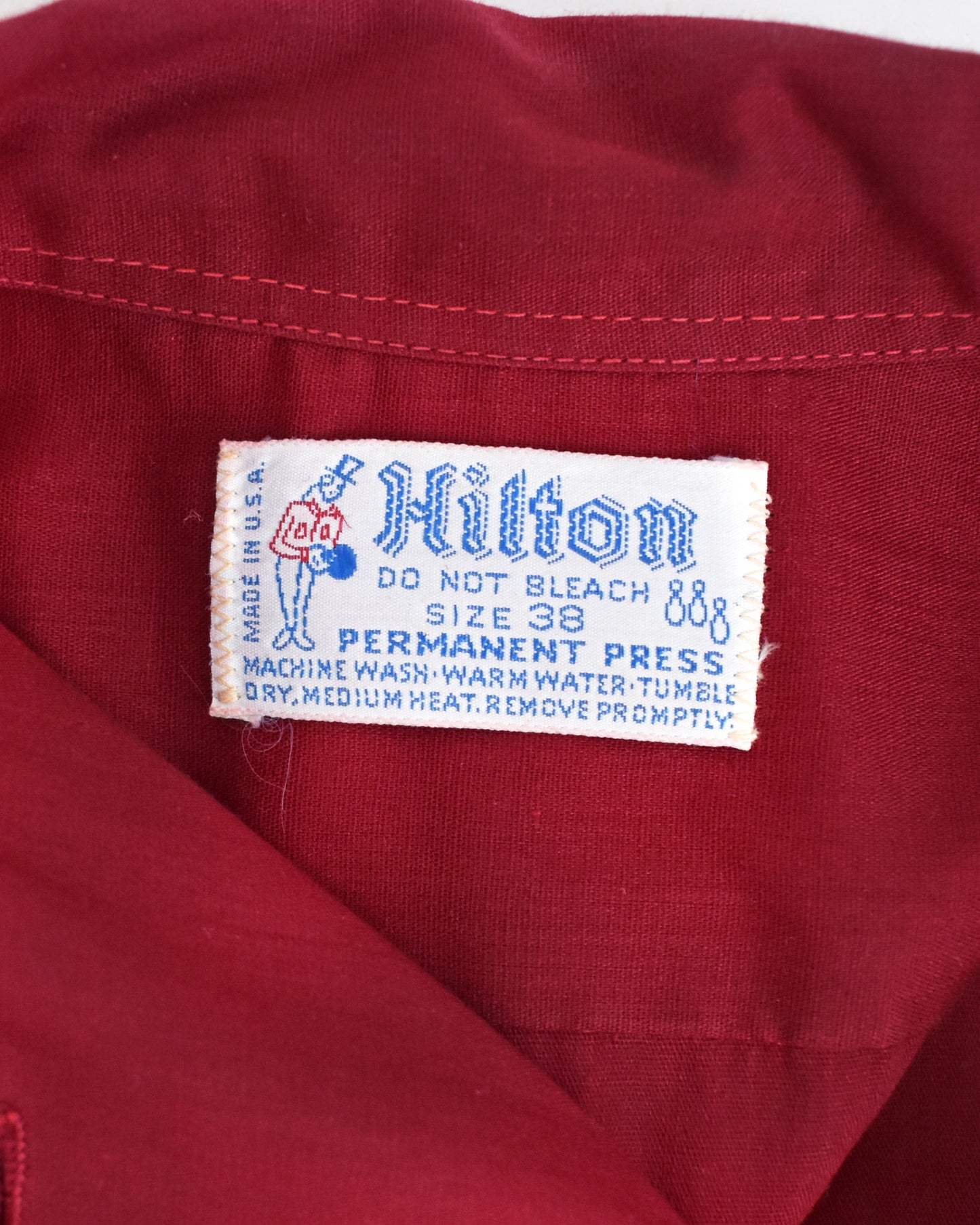Close up of the 1960s Hilton label