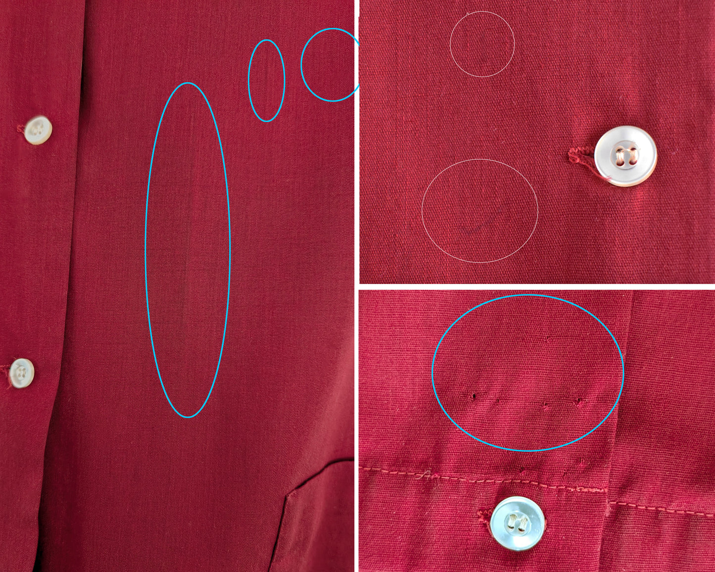 a photo collage of small flaws which include some faint marks and pin holes