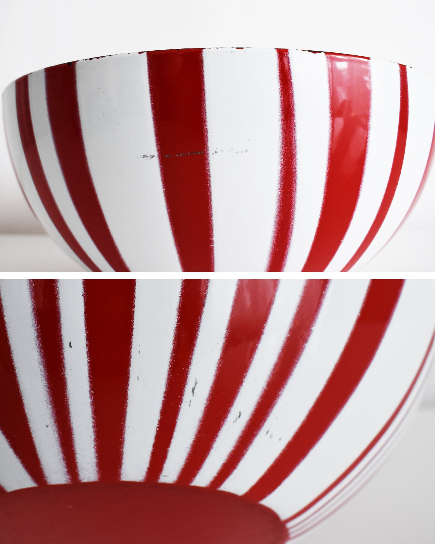 side by side views of small flaws which include surface scratching