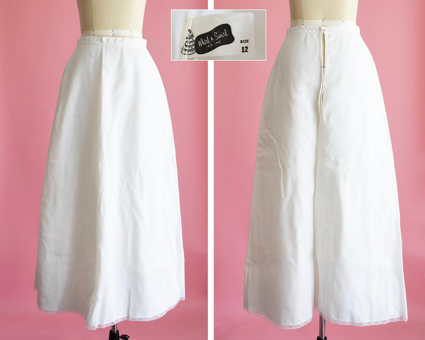 Side by side views of the white slip, along with a small photo of the tag which says Whirl n Swirl