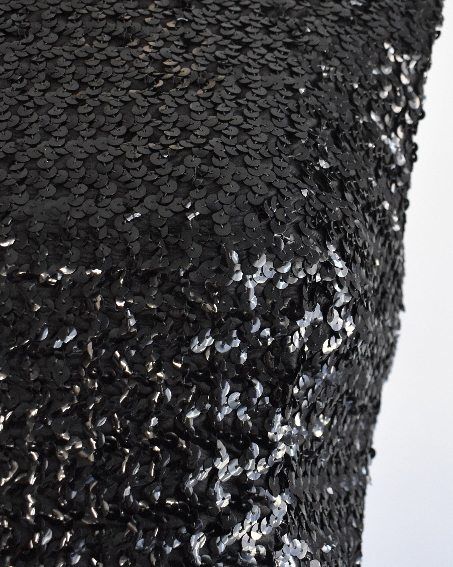 Close up of the black sequins