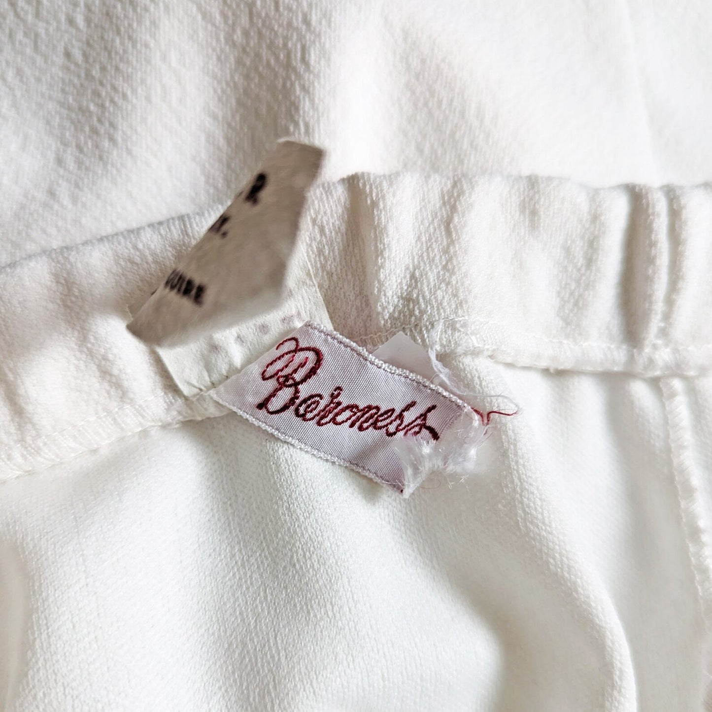 Close up of the tag that says Baroness