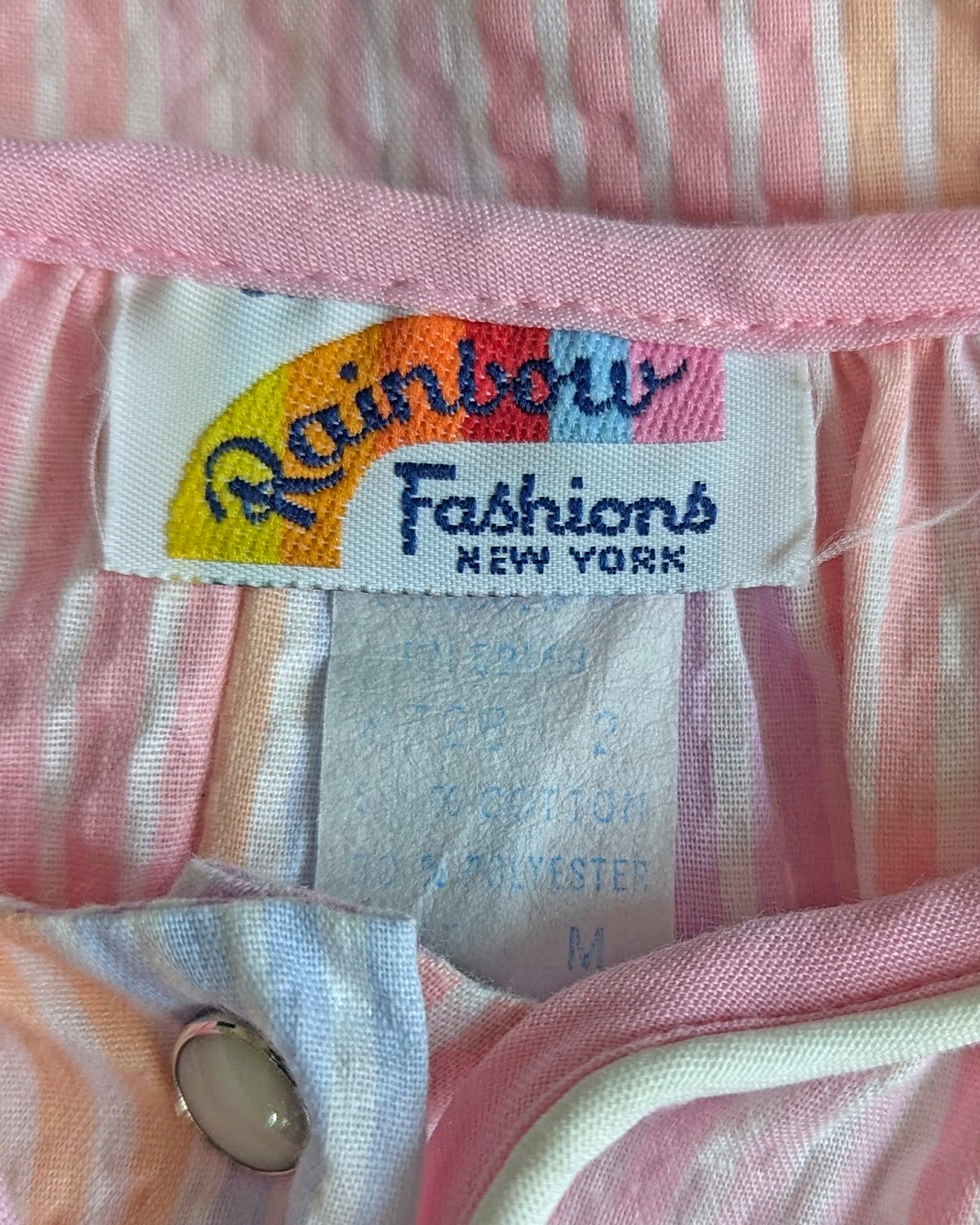 close up of the tag which says Rainbow Fashions New York