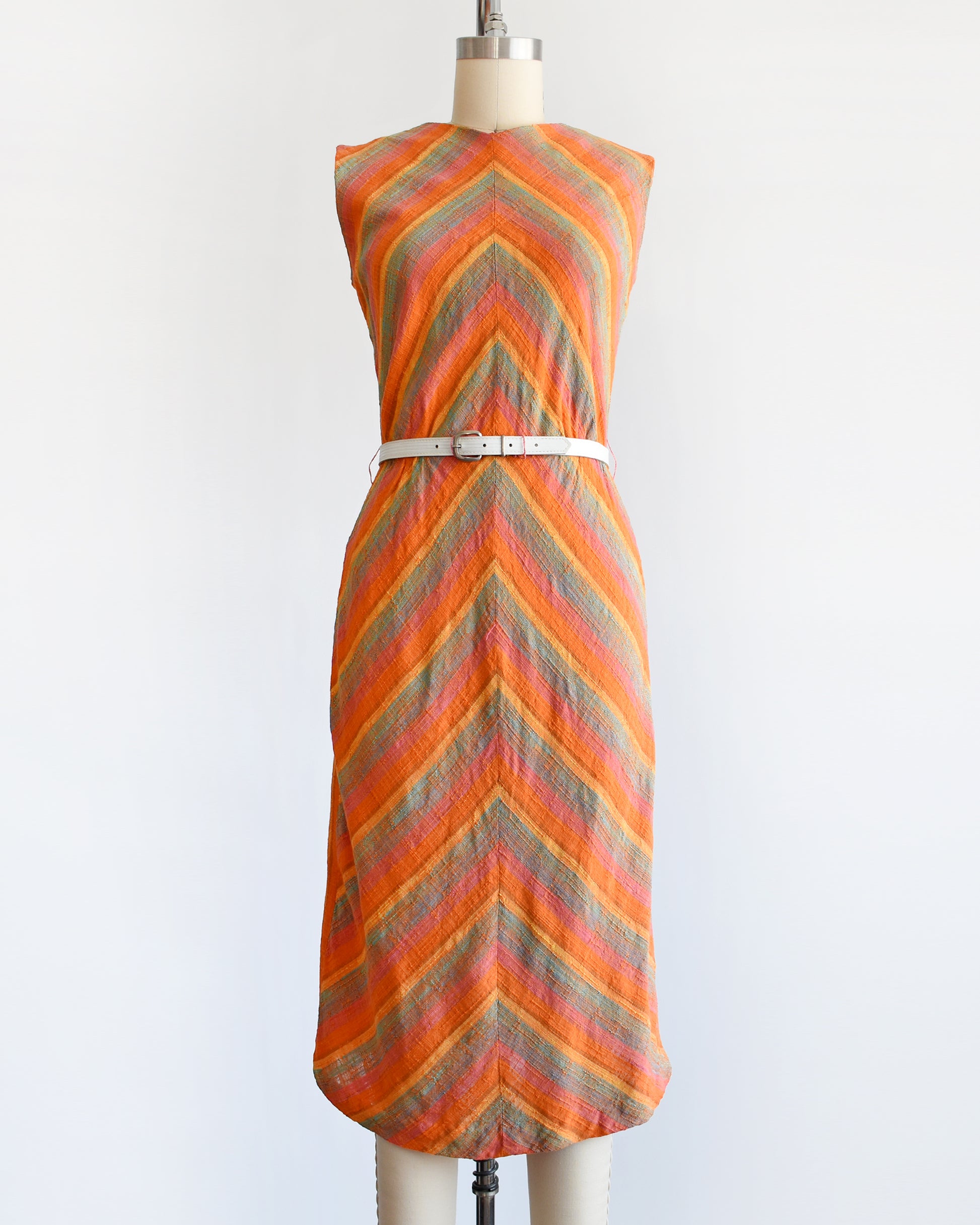 orange white chevron dress Kaela Knit Midi Dress in Orange Multi