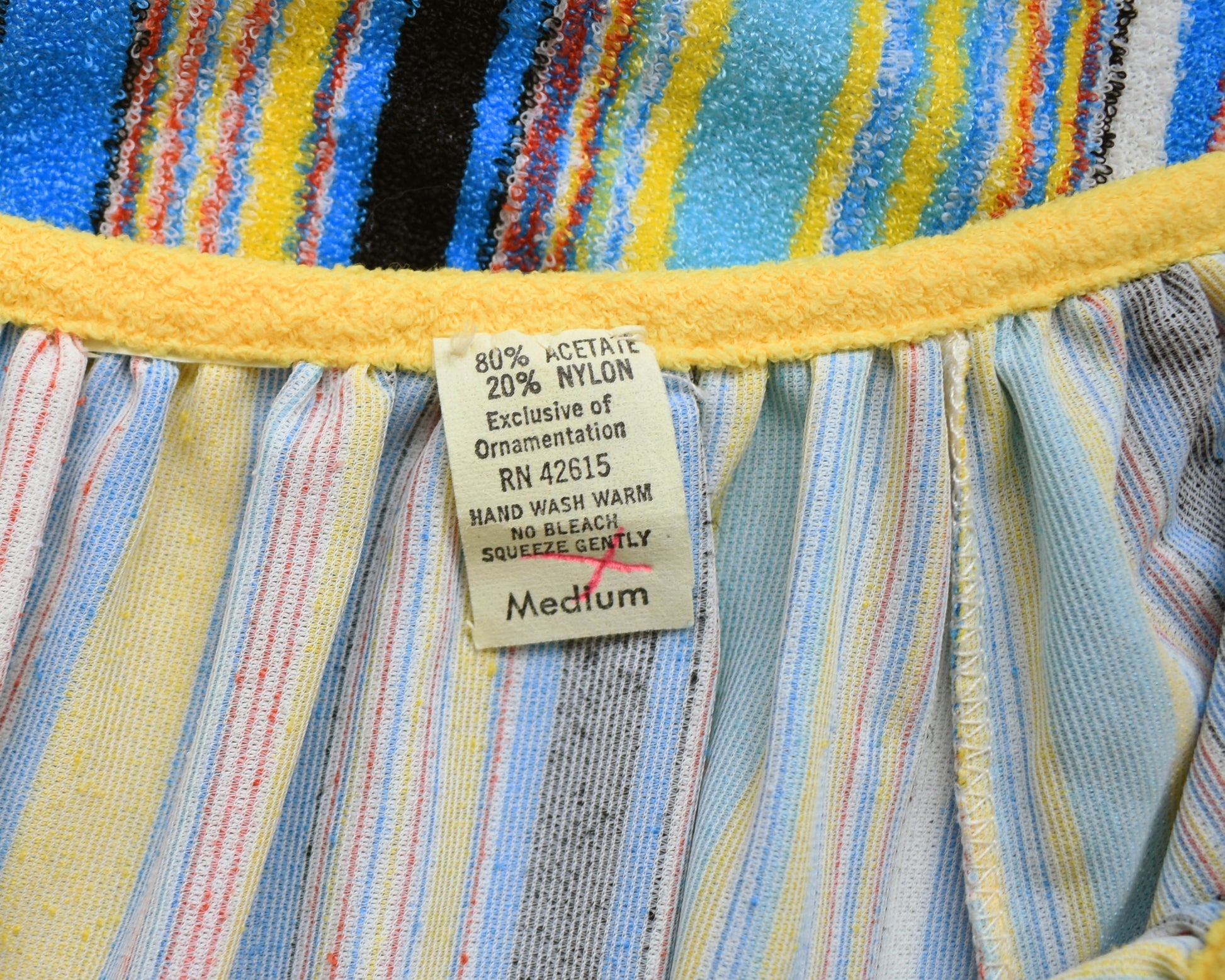 close up of the garment tag