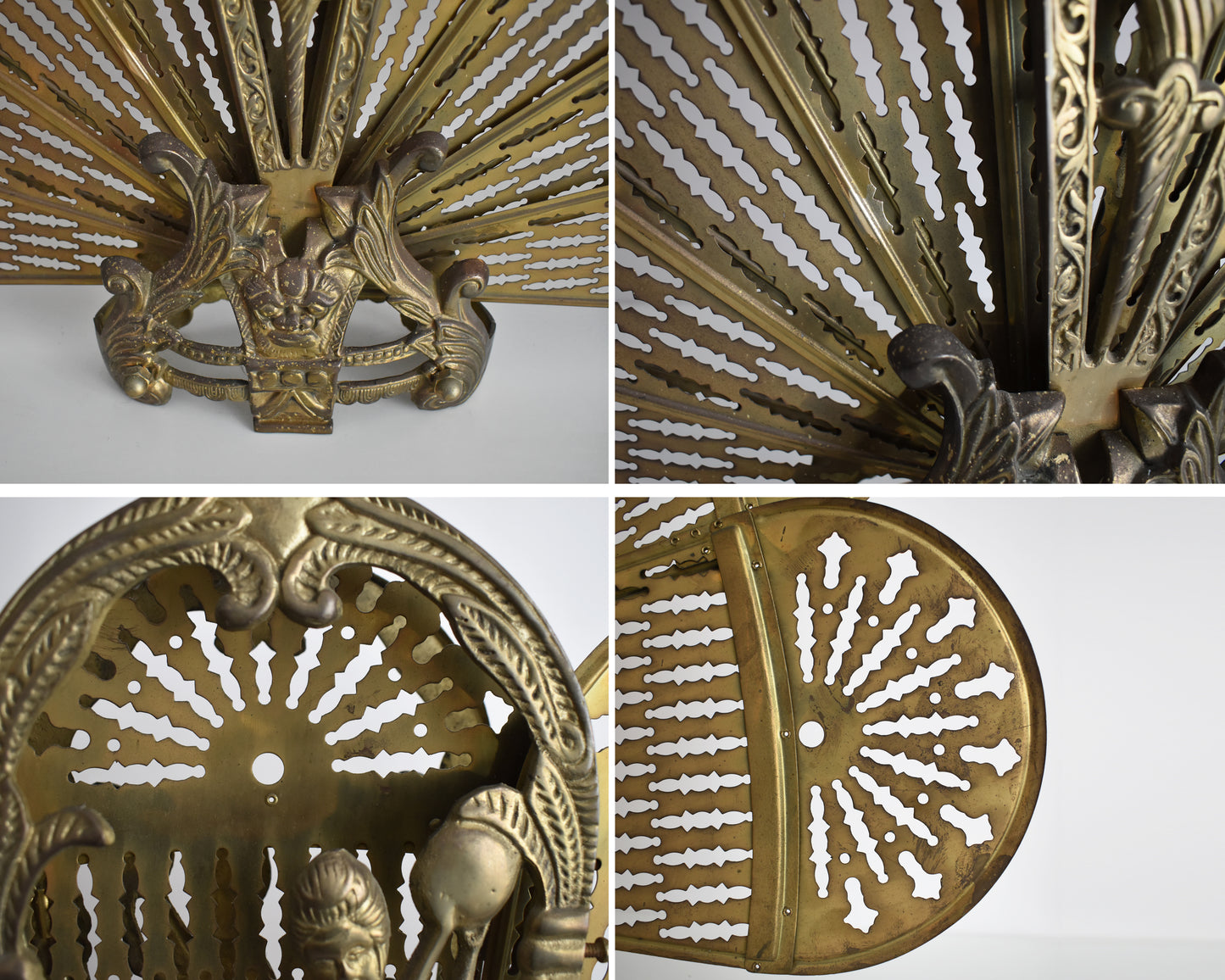 A photo collage of small flaws which shows patina and dark spots on the brass