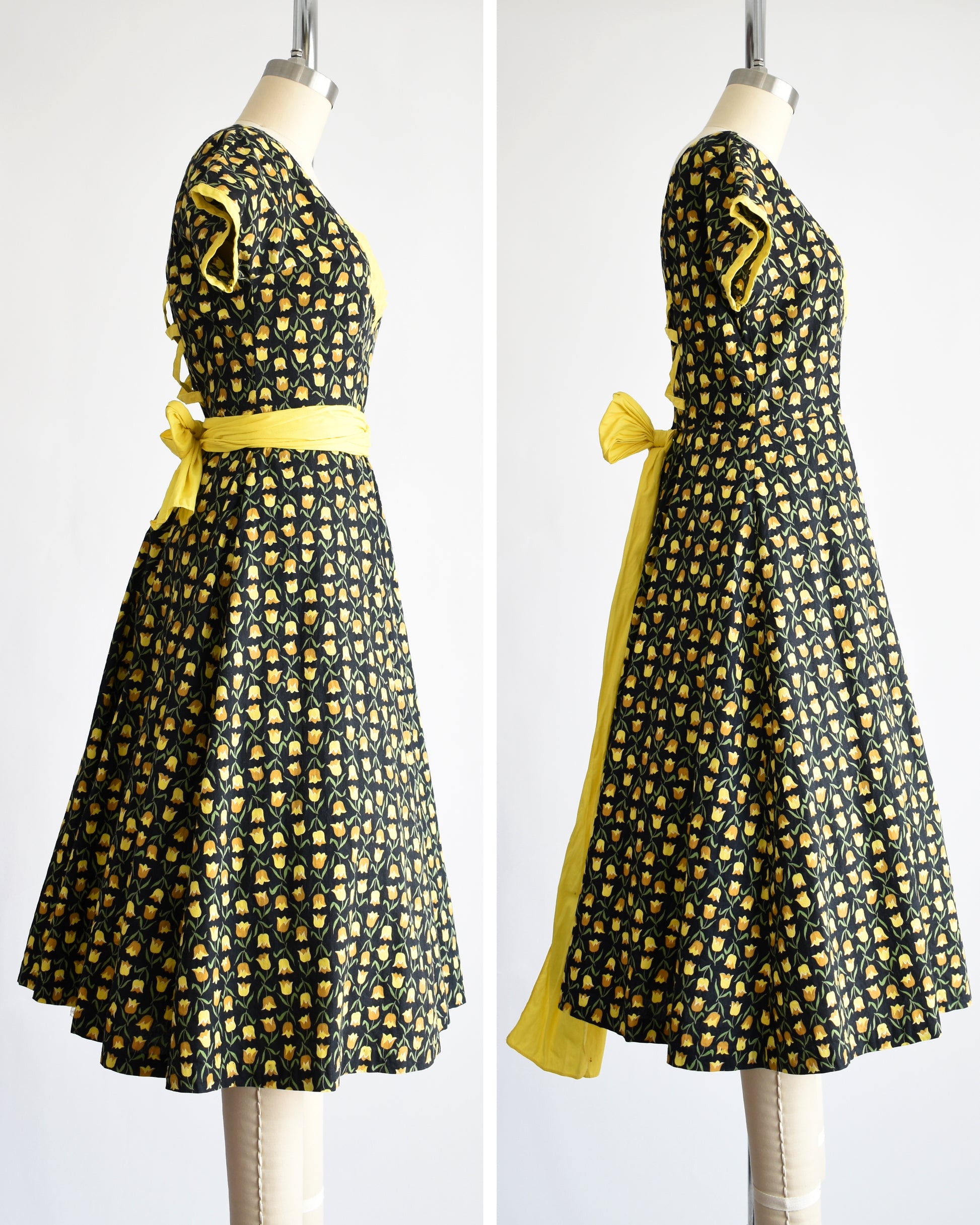 50s floral print flare combo dress Unique Vintage Plus Size 1950s Collared Button Front Fit & Flare Dress