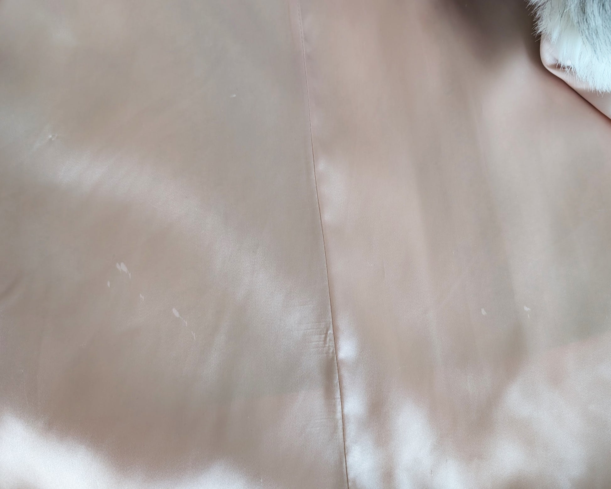 close up of the lining which has some light spots