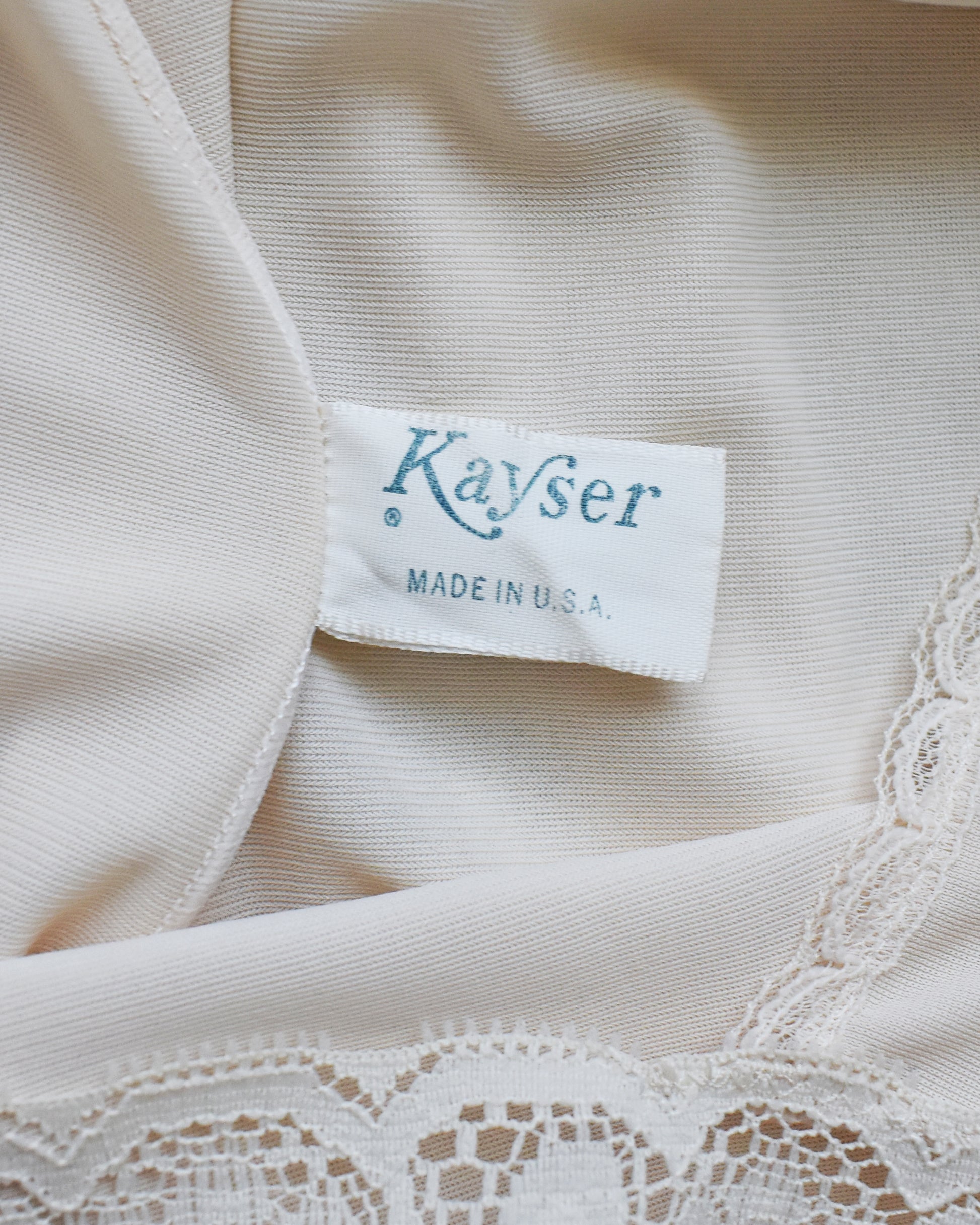 Close-up of a Kayser brand label 