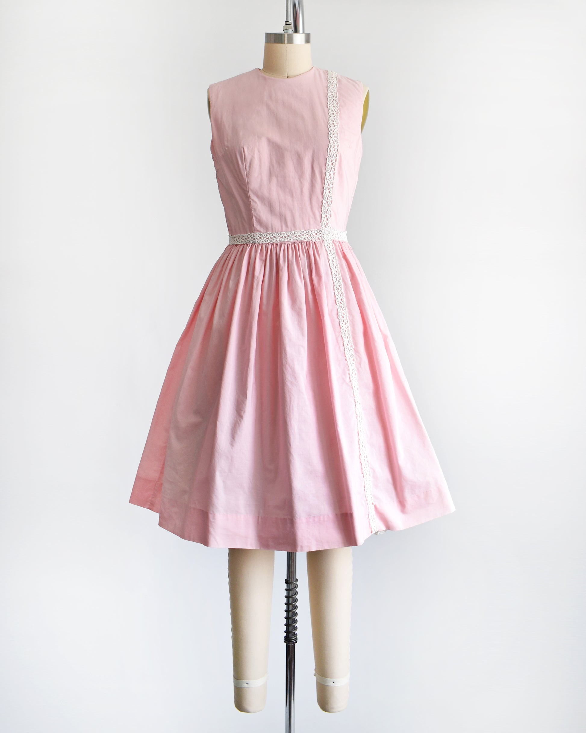 1960s pink dress vintage 60s R. A. R. Pink Smocked Waist Dress Size S CRITERIA VINTAGE