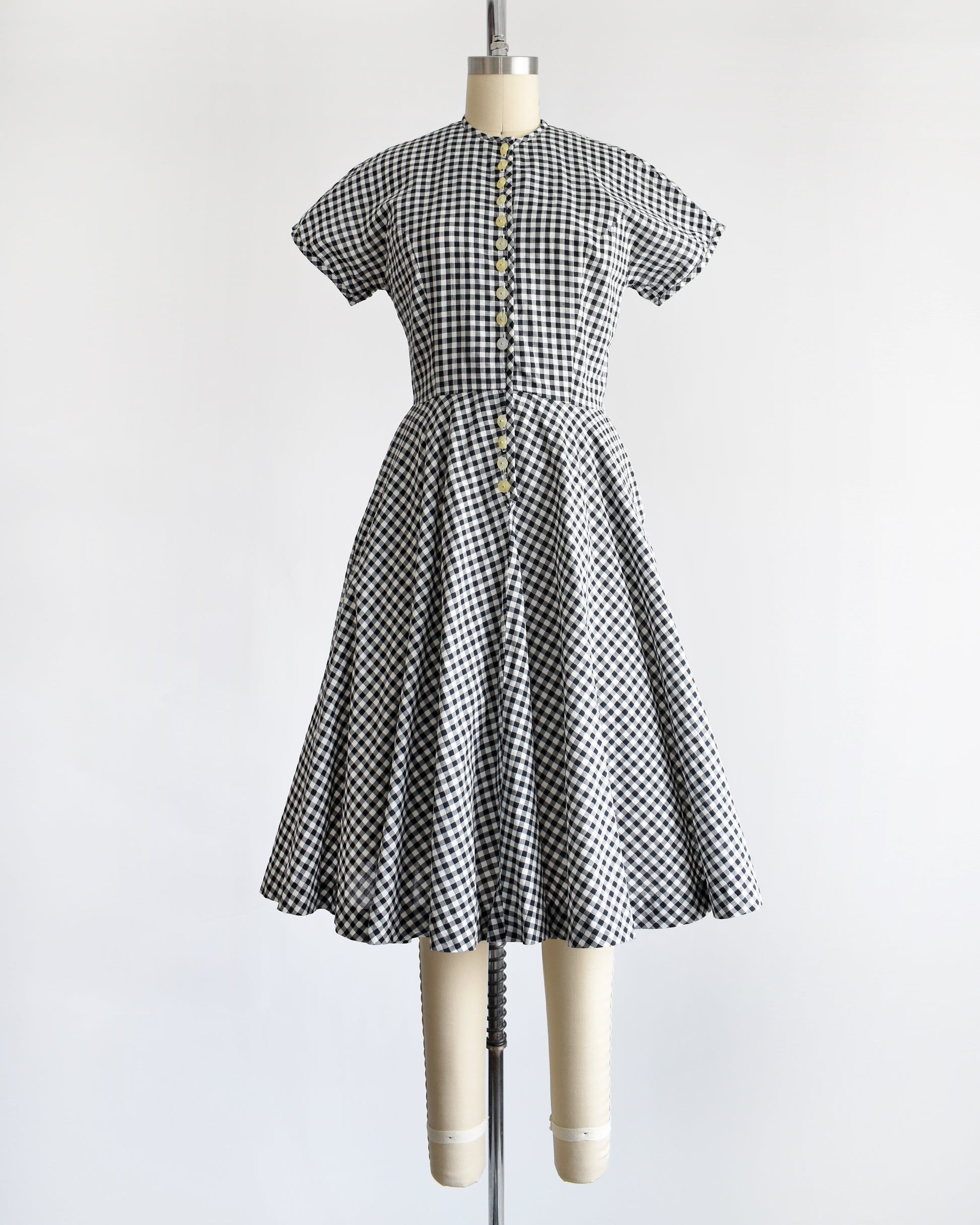 Vintage 1950s Black & White Gingham Shirt Dress Vintage 1950s Black & White Gingham Shirt Dress