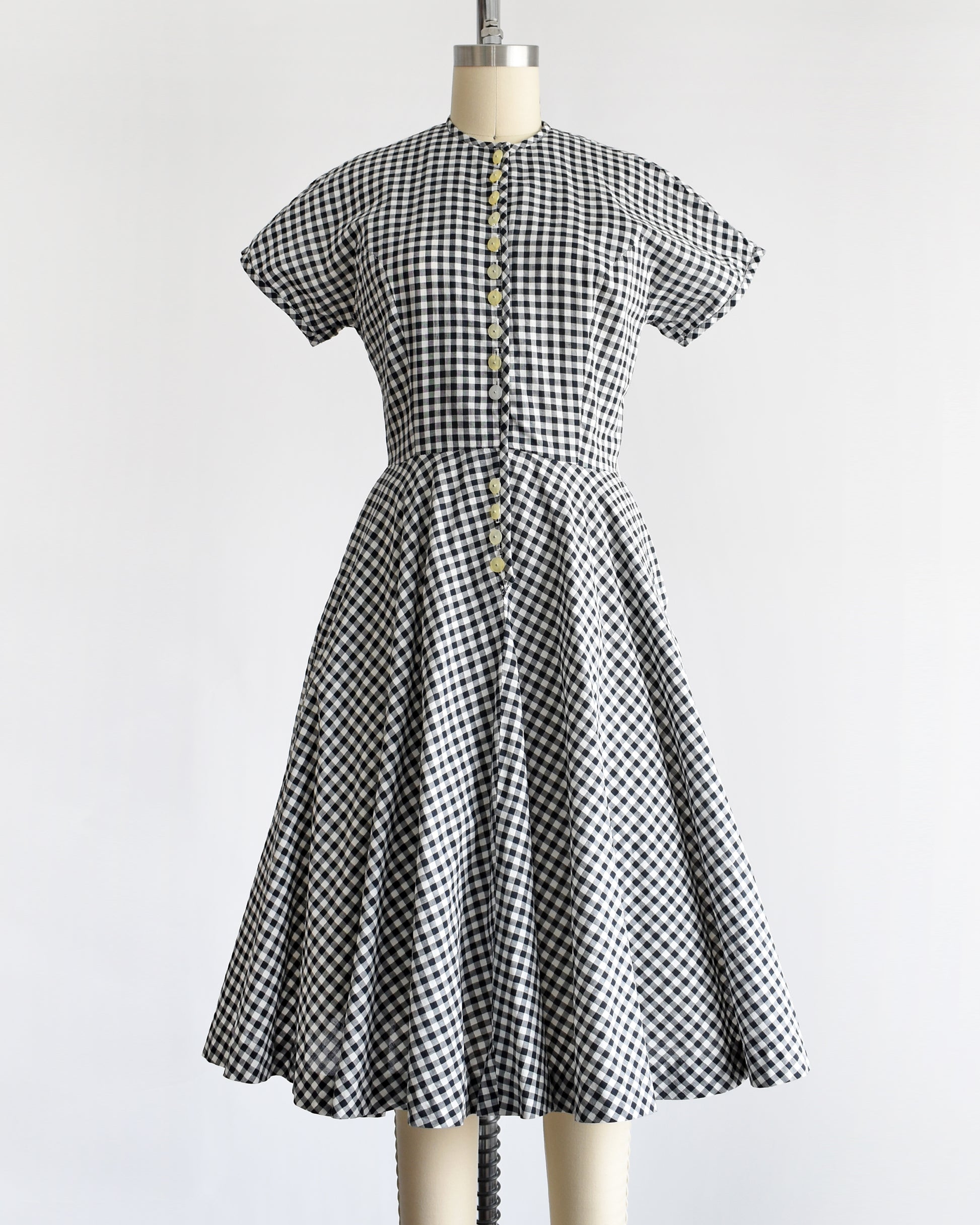 Vintage 1950s Black & White Gingham Shirt Dress | small Rust Belt Threads Vintage 1950s Black & White Gingham Shirt Dress | small Rust Belt Threads