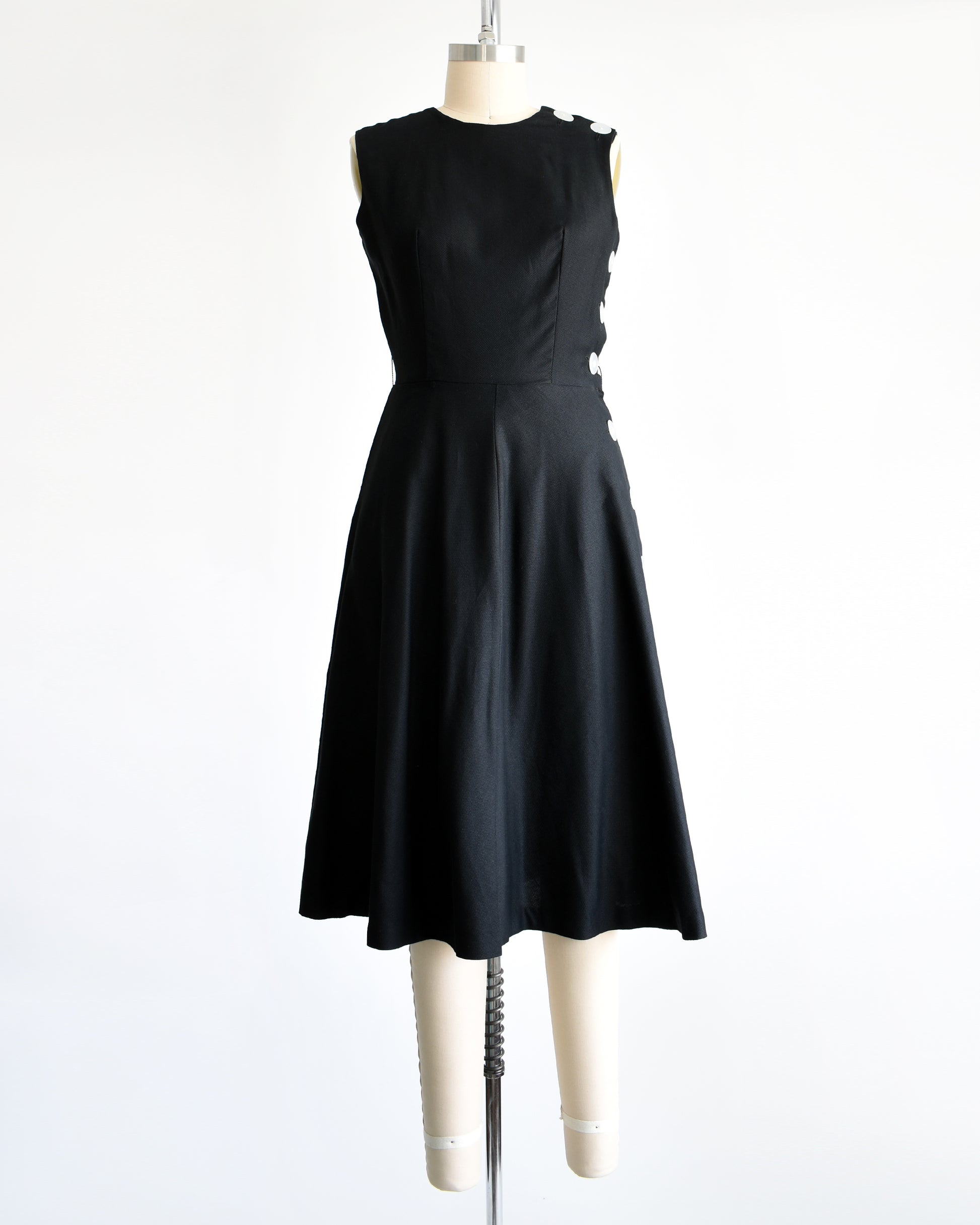 Vintage 1960s Black Side Button Dress Vintage 1960s Black Side Button Dress