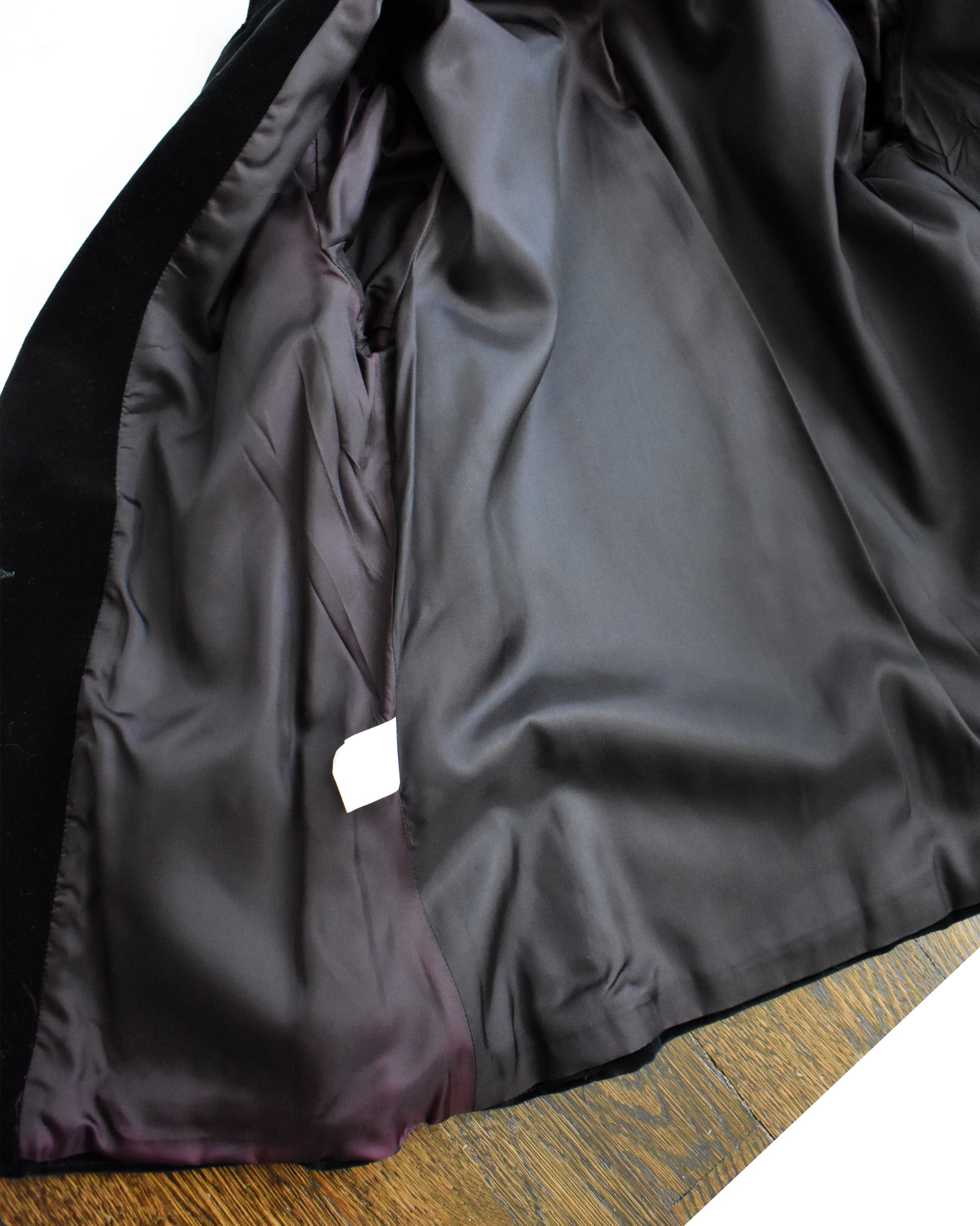 close up of the lining showing the purple fading from age/wear