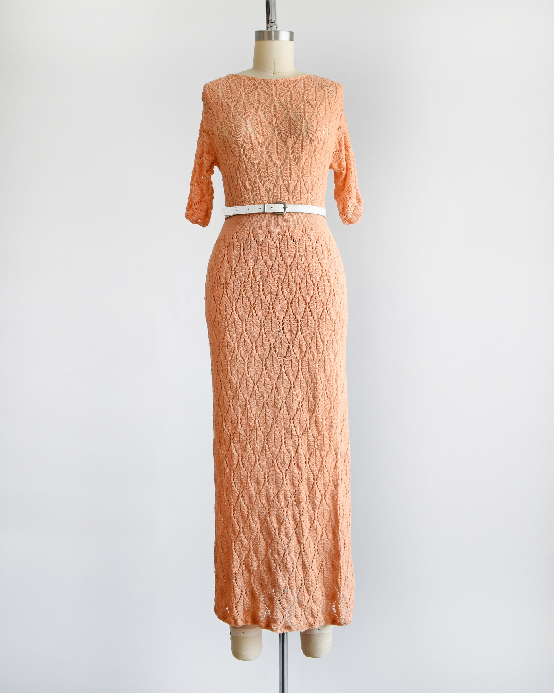 Vintage 1960 Peach Sweater Skirt Dress Set | small Rust Belt Threads Vintage 1960 Peach Sweater Skirt Dress Set | small Rust Belt Threads