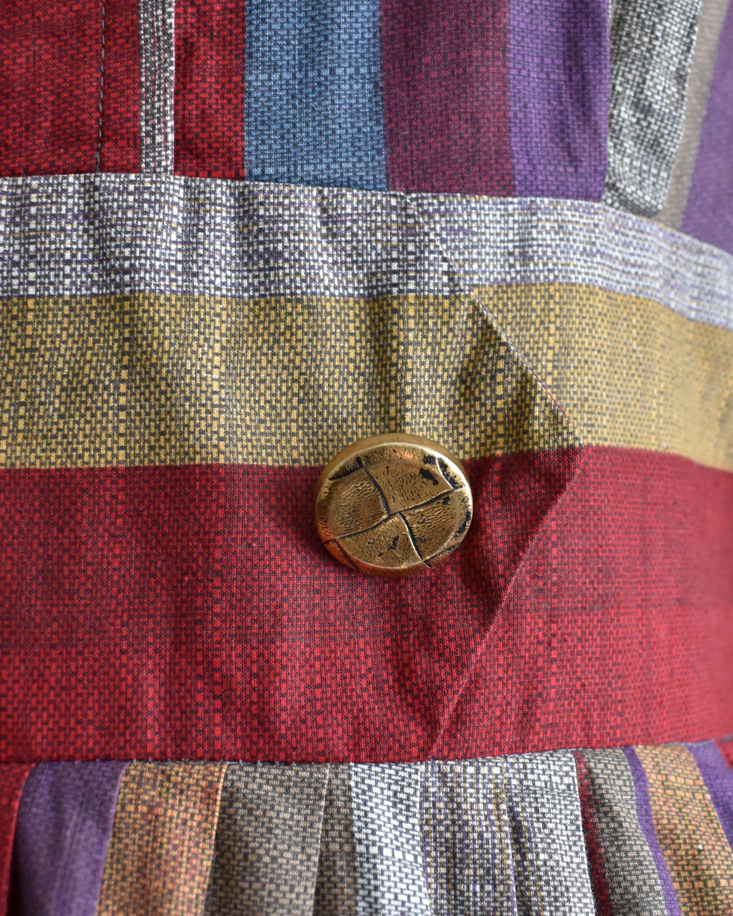 Vintage 1950s Jewel Tone Striped Dress | medium