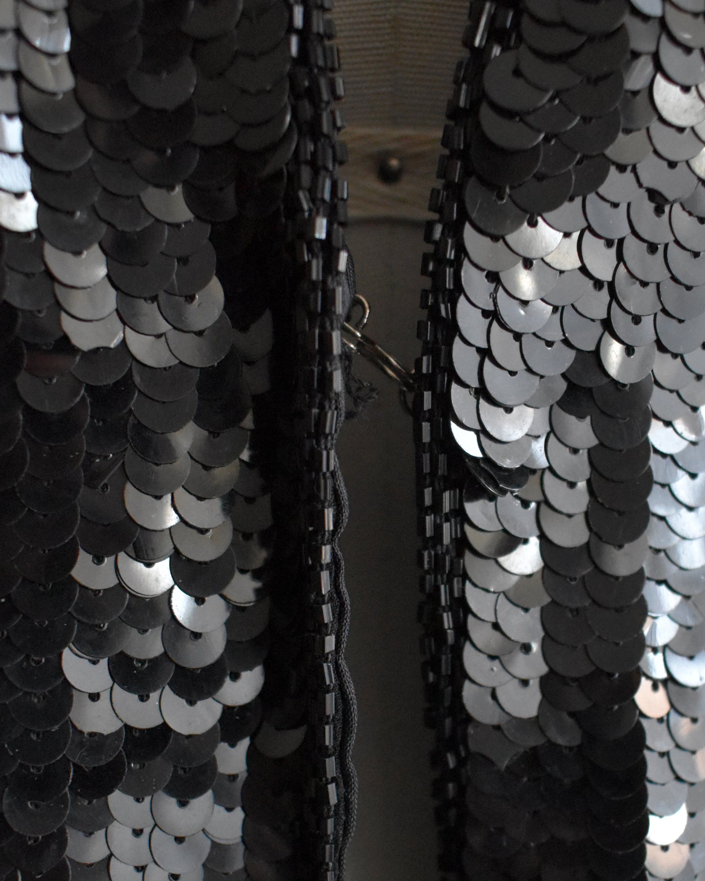 close up of the hook eye closure 