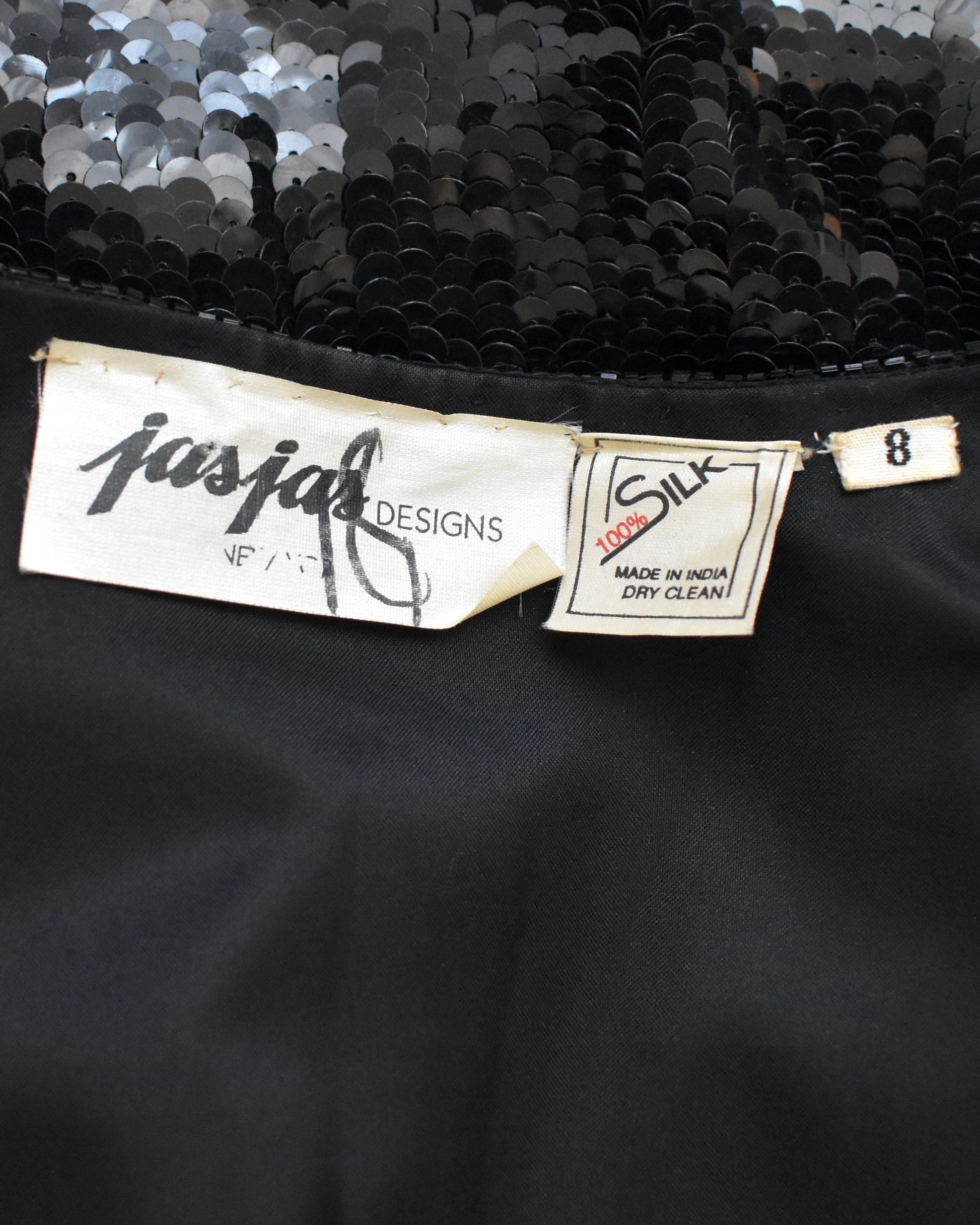 close up of the label JasJas designs