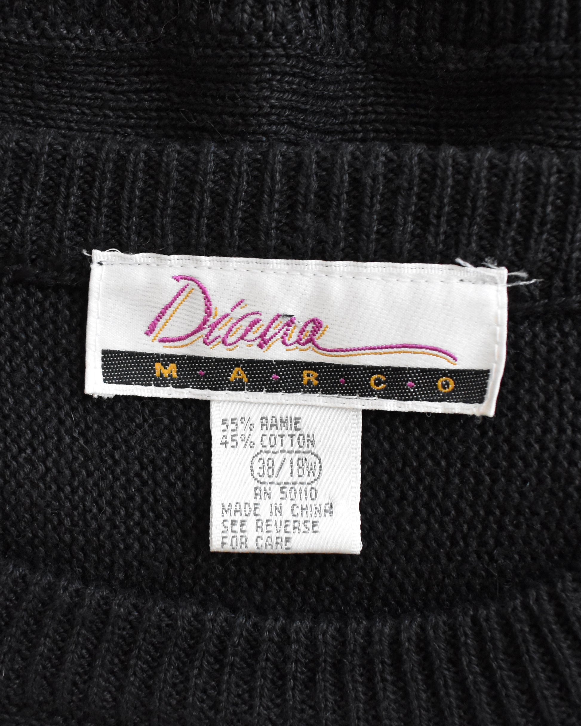 close up of the "Diana Marco" label