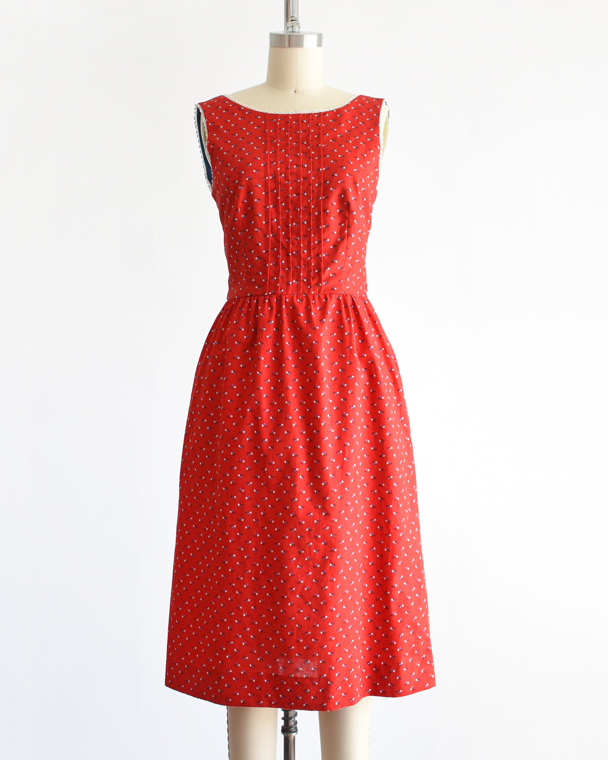 Vintage 1970s Red Floral Lanz Dress | xs/small