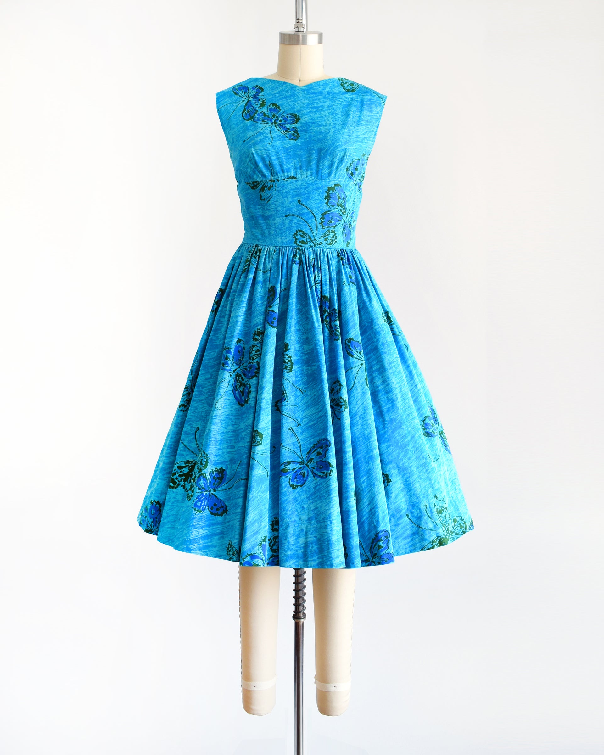 Vintage 1950s Anne Fogarty Blue Butterfly Dress